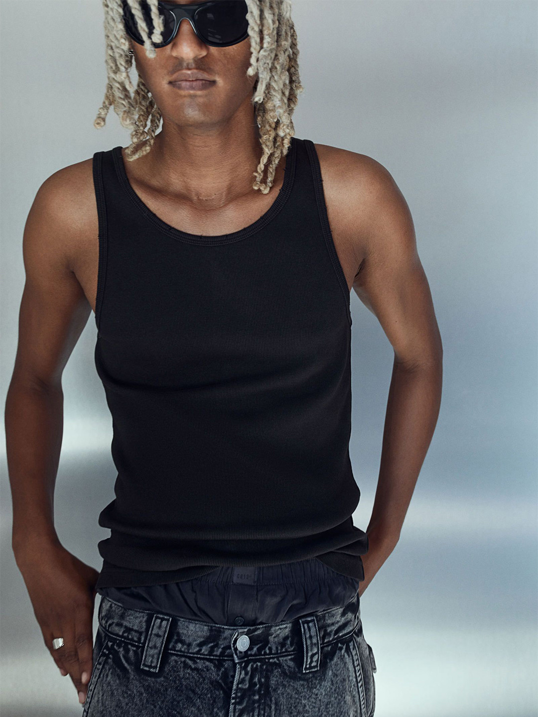 

H&M Slim Fit Ribbed Vest Top, Black