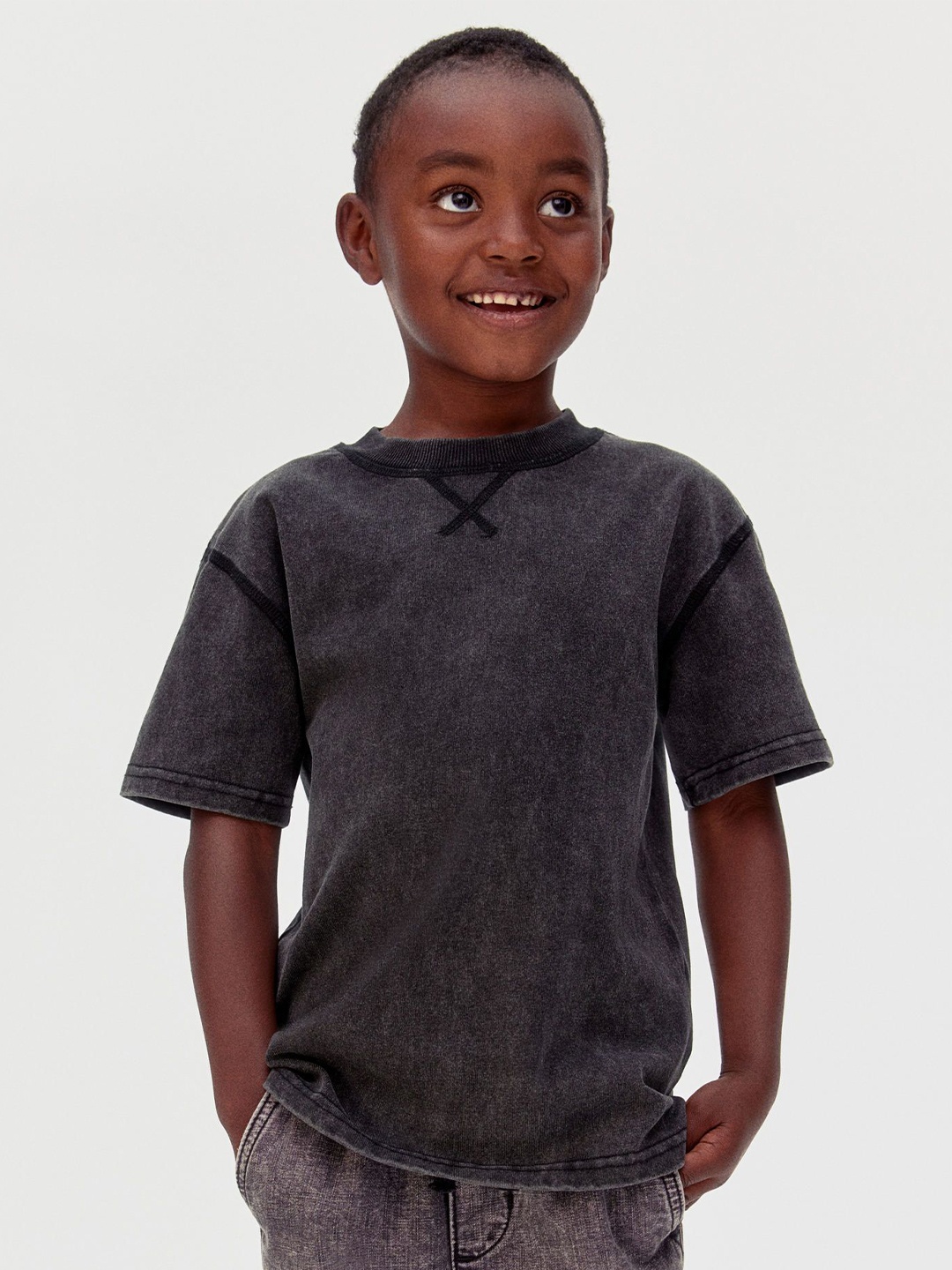 

H&M Infant Boys Washed-Look T-Shirt, Black