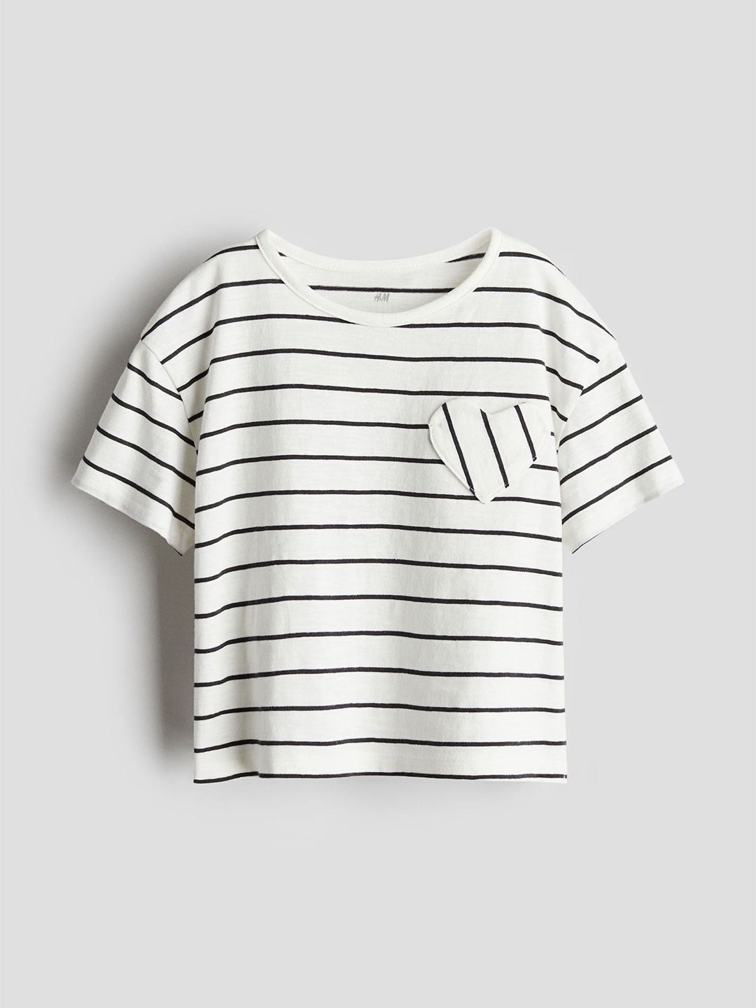 

H&M Girls Heart-Pocket T-Shirt, White