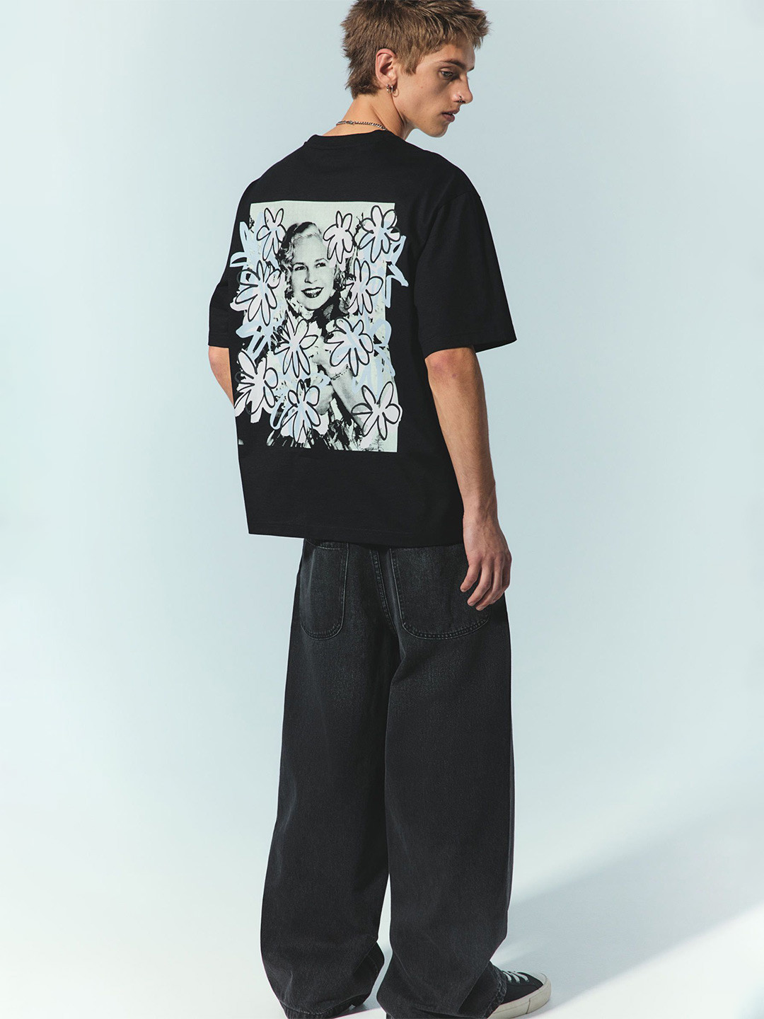 

H&M Loose Fit Printed T-Shirt, Black