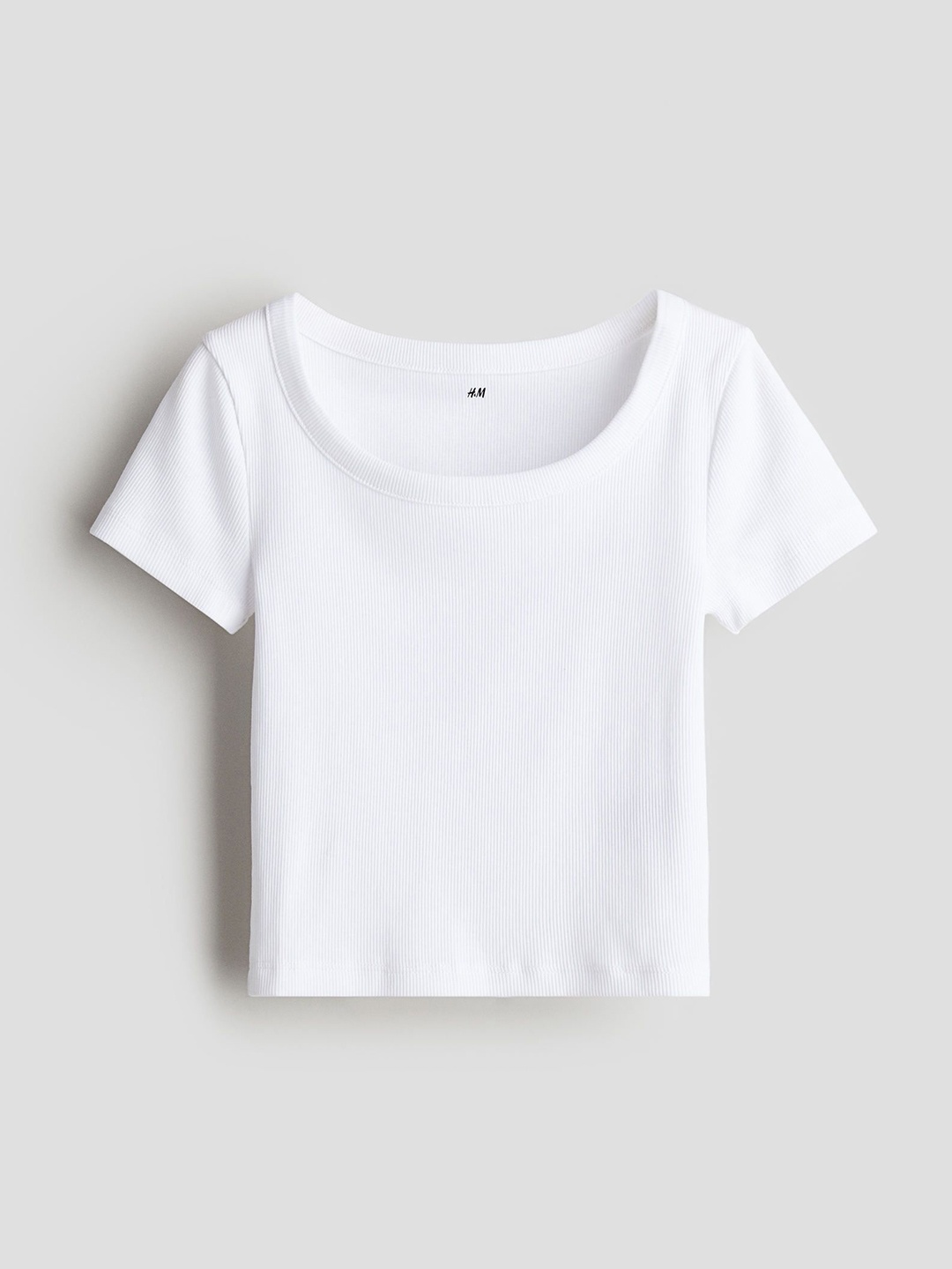 

H&M Girls Ribbed Jersey Top, White