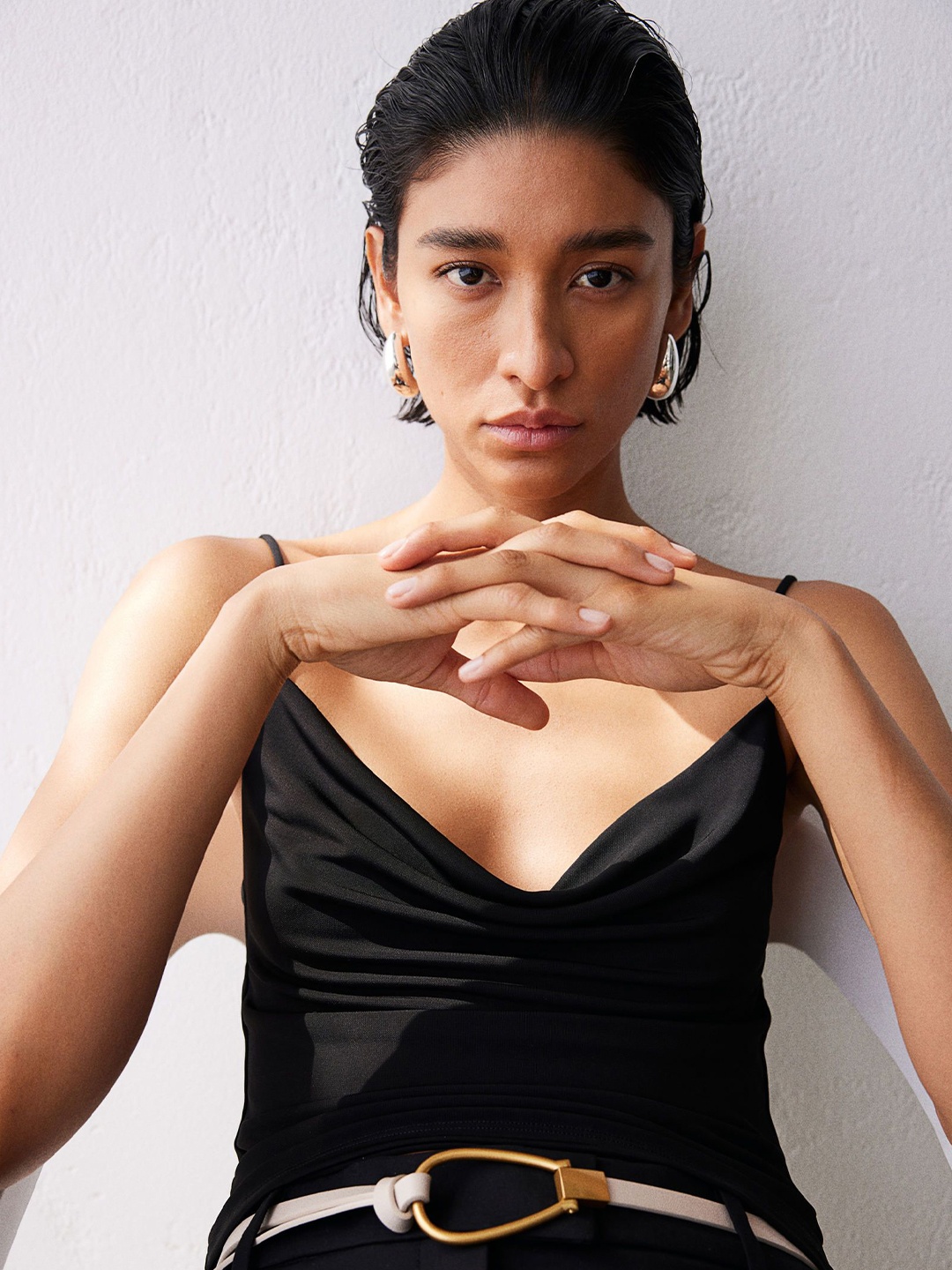 

H&M Cowl-Neck Strappy Top, Black