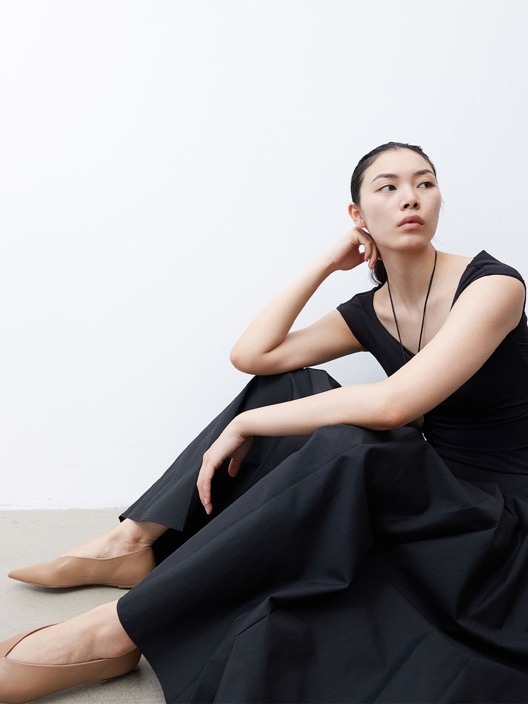 

H&M Ballerina-Neckline Top, Black