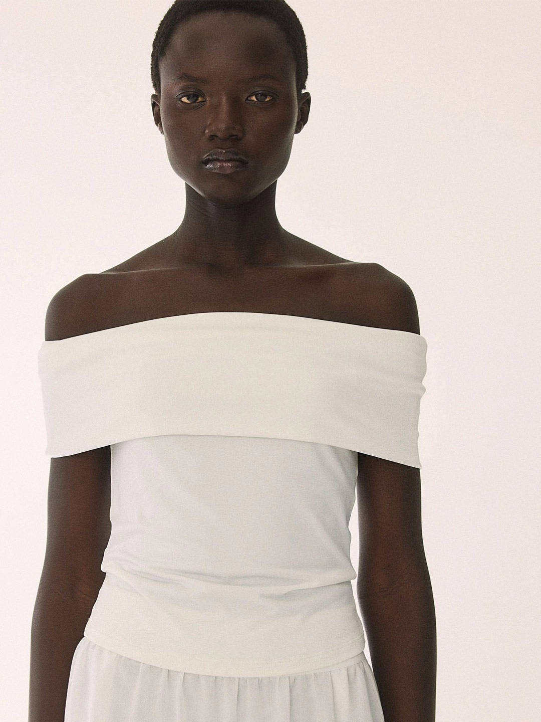

H&M Off-The-Shoulder Jersey Top, White