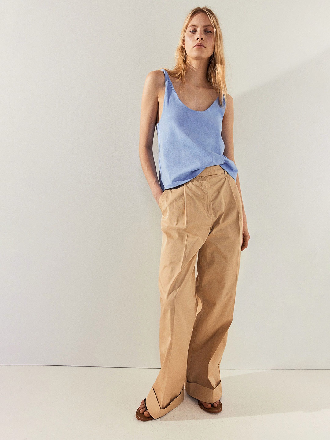 H&M Twist-Strap Vest Top, Blue