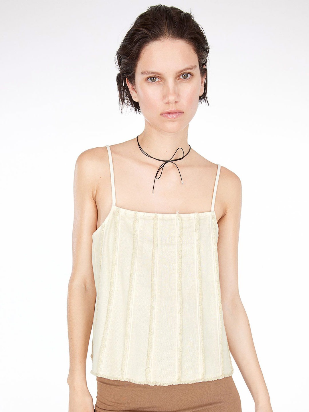 

H&M Washed Look Strappy Top, Beige