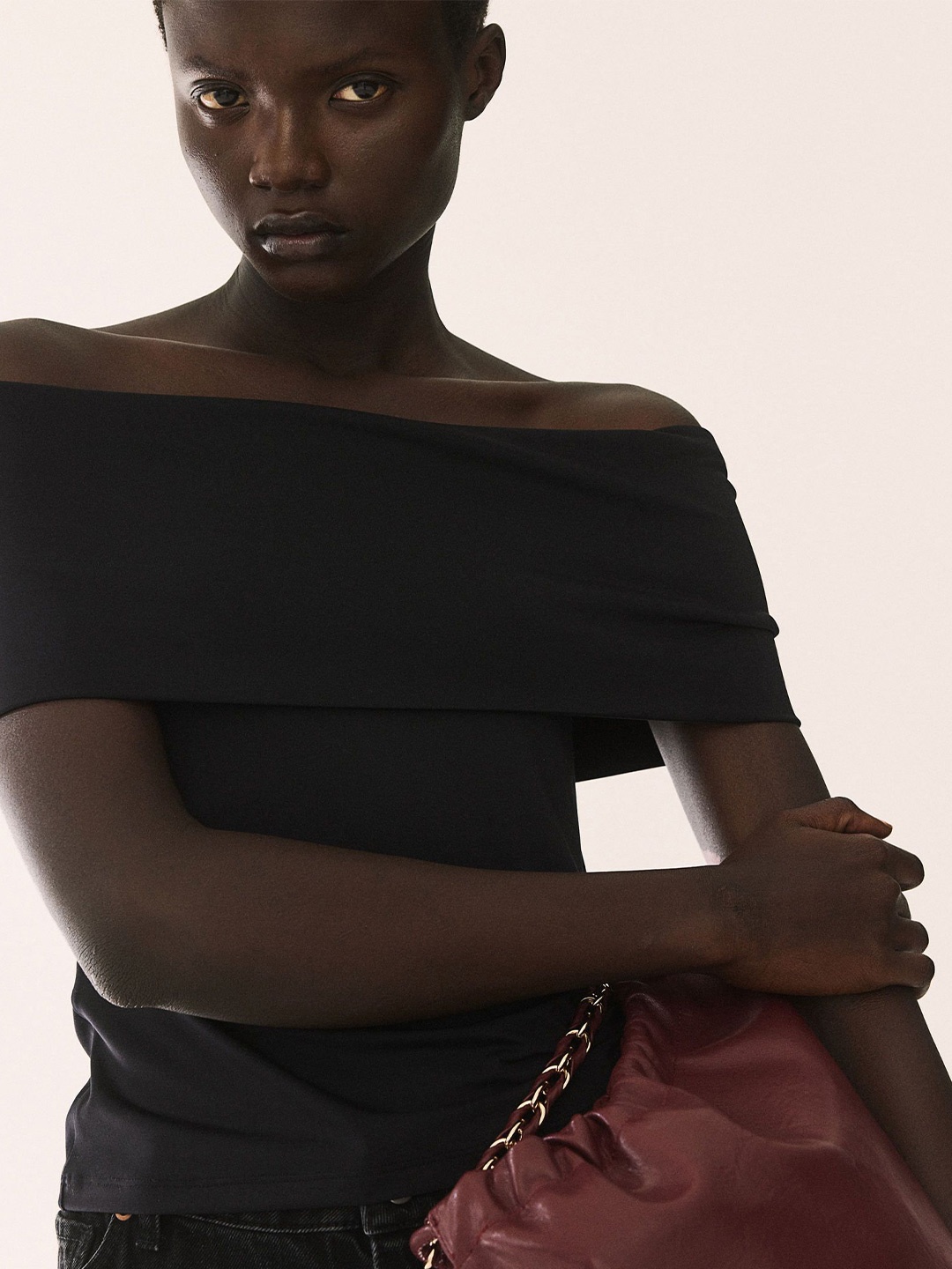 

H&M Off The Shoulder Jersey Top, Black