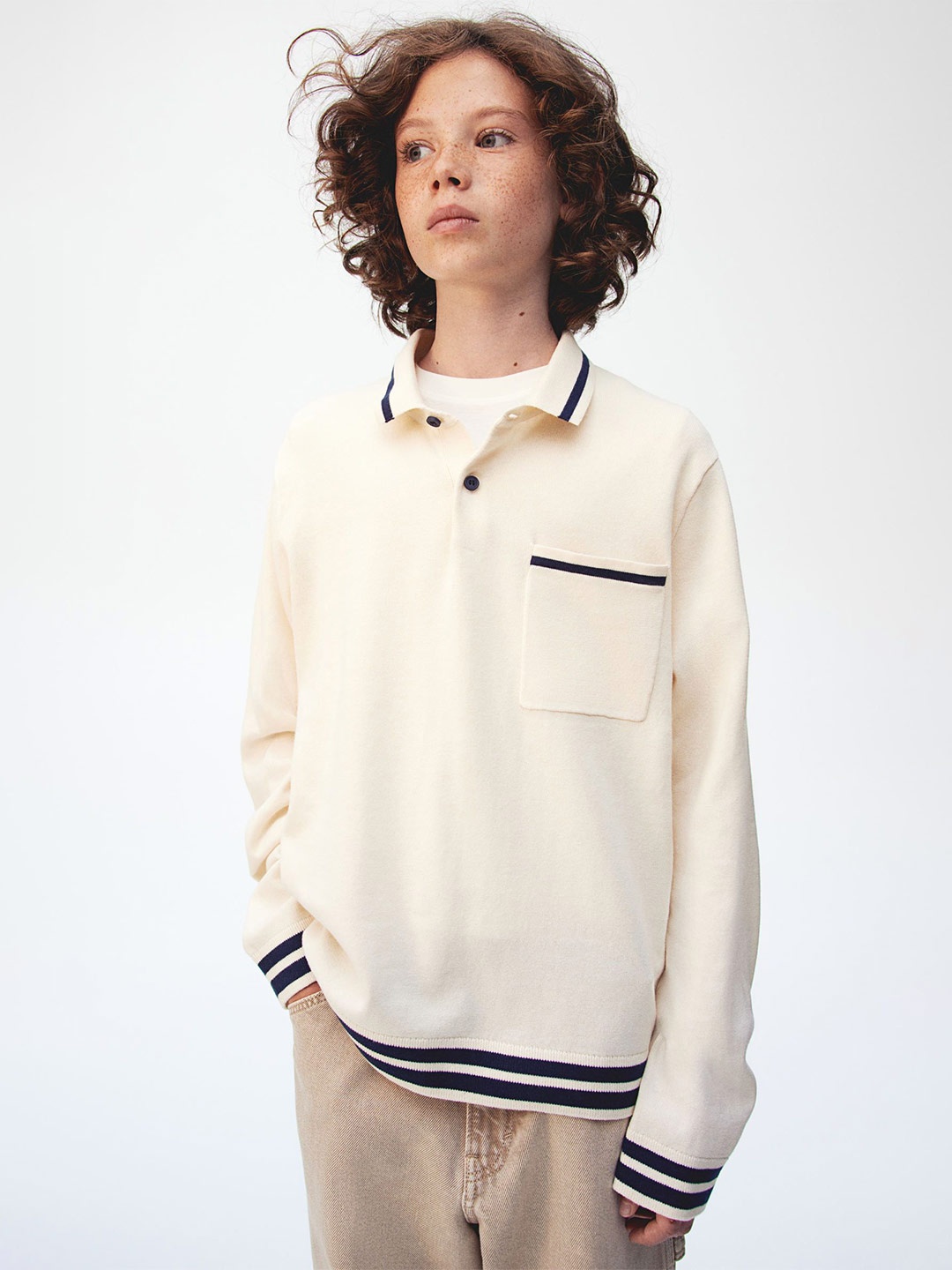 H&M Boys Cotton Knit Jumper, White