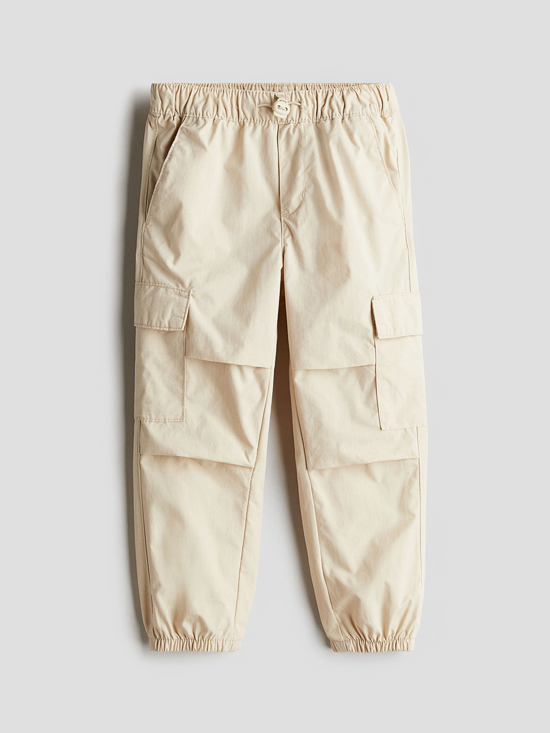 

H&M Boys Mid-Rise Cotton Cargo Trousers, Beige