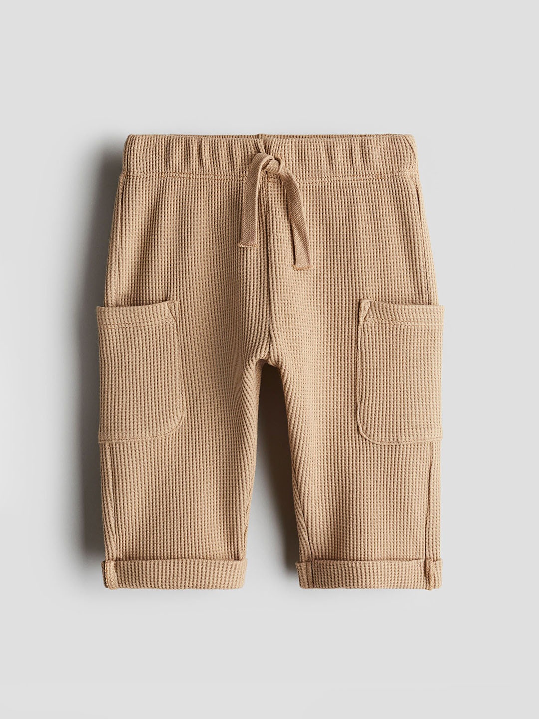 

H&M Infant Boys Mid-Rise Waffled Cotton Trousers, Beige