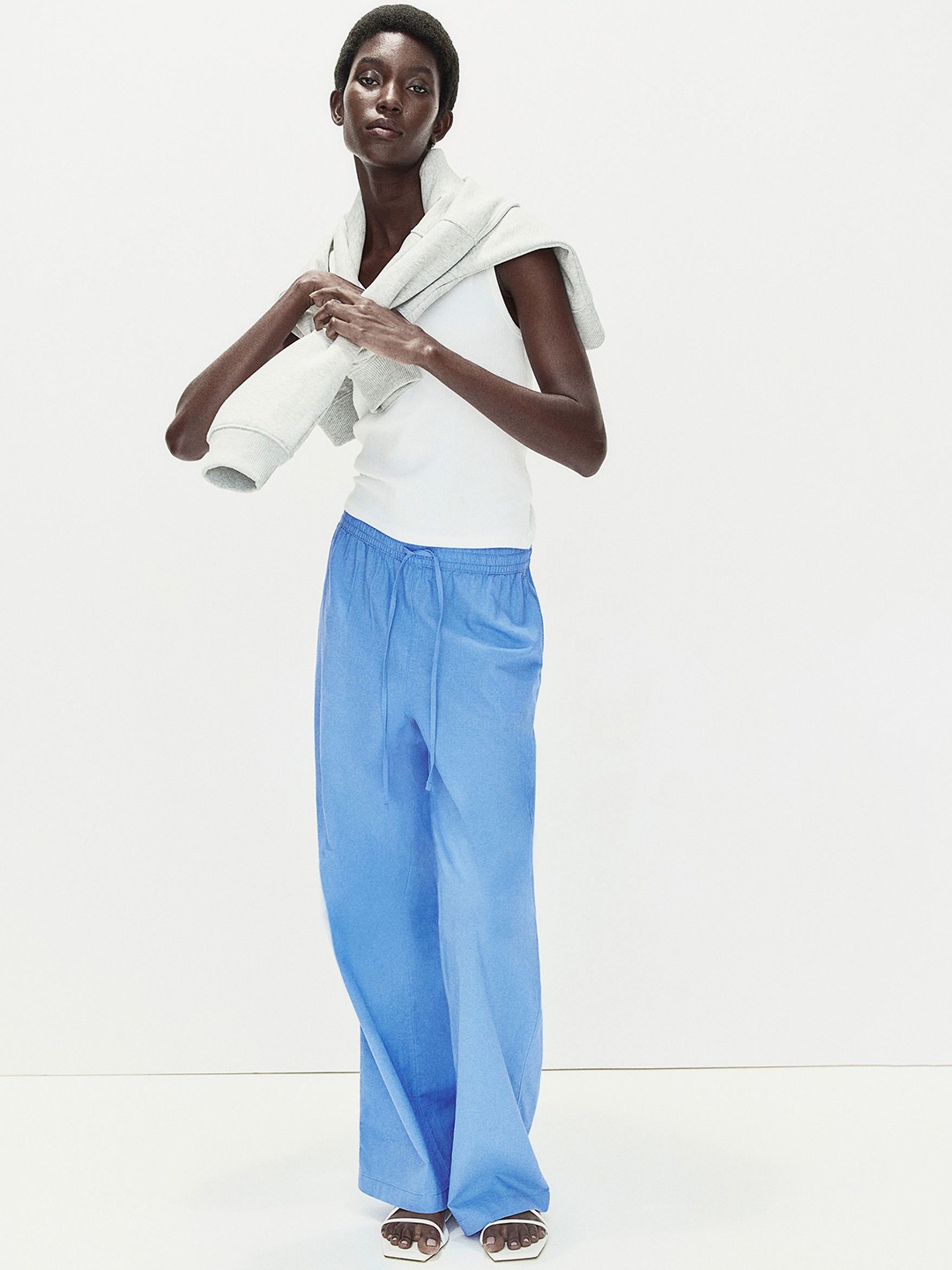 

H&M Linen-blend trousers, Blue