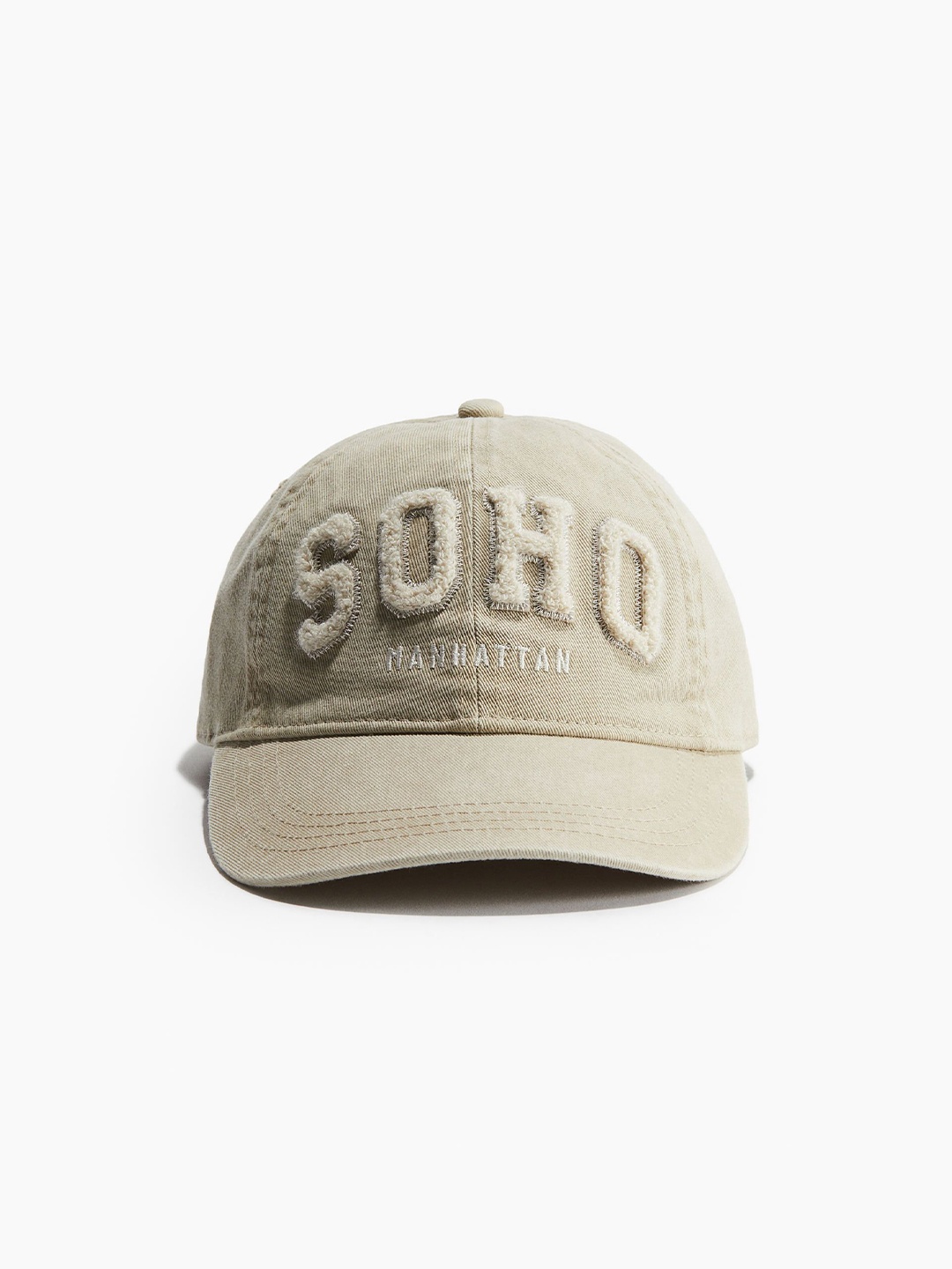 

H&M Women Embroidered Motif Twill Cap, Beige