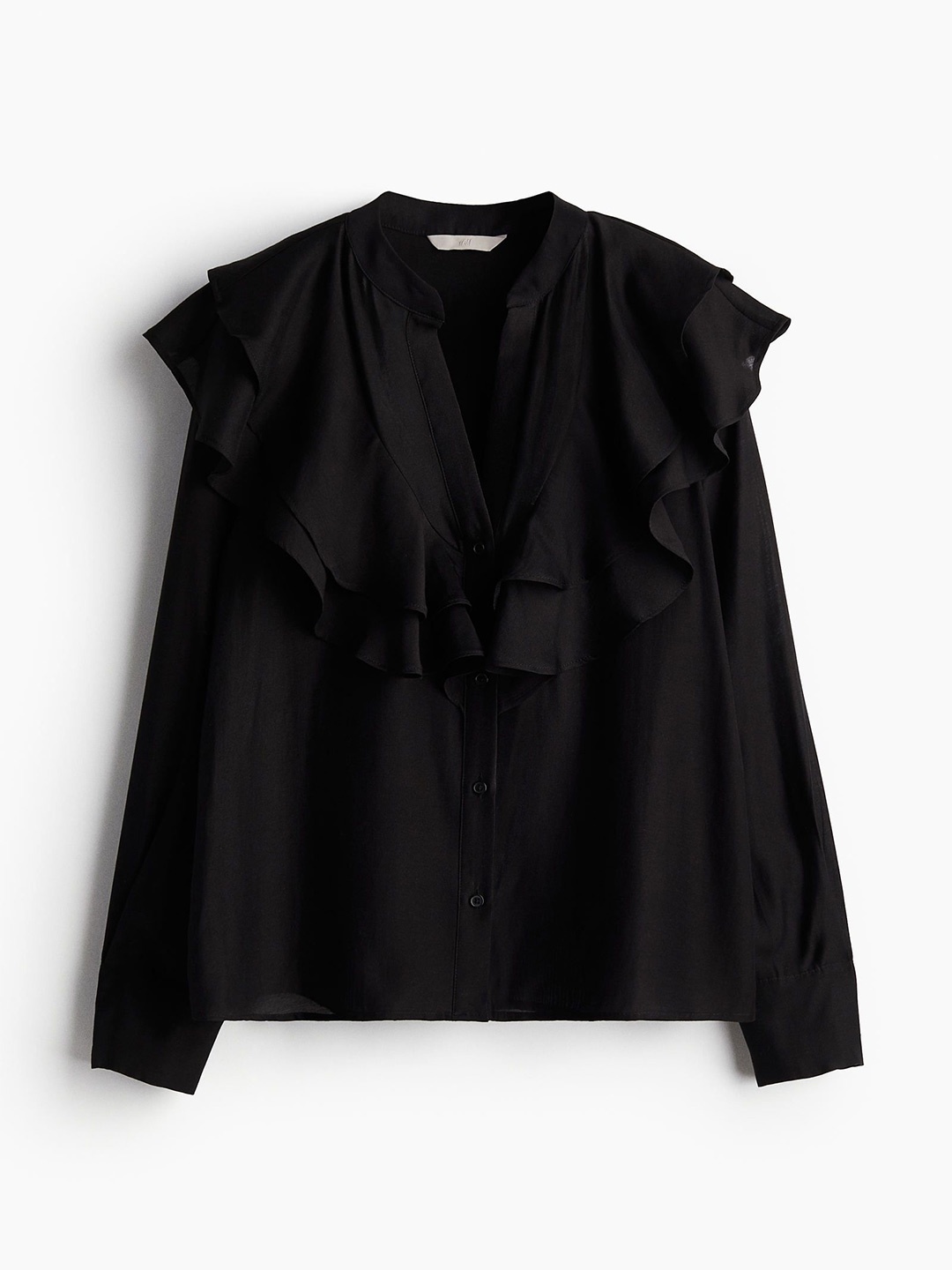 

H&M Women Flounce- Trimmed Blouse, Black