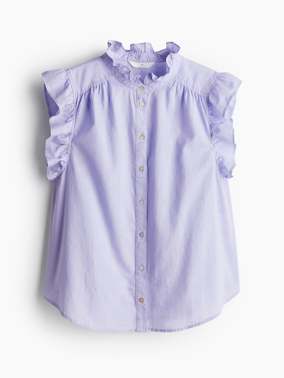 

H&M Linen-Blend Blouse, Purple
