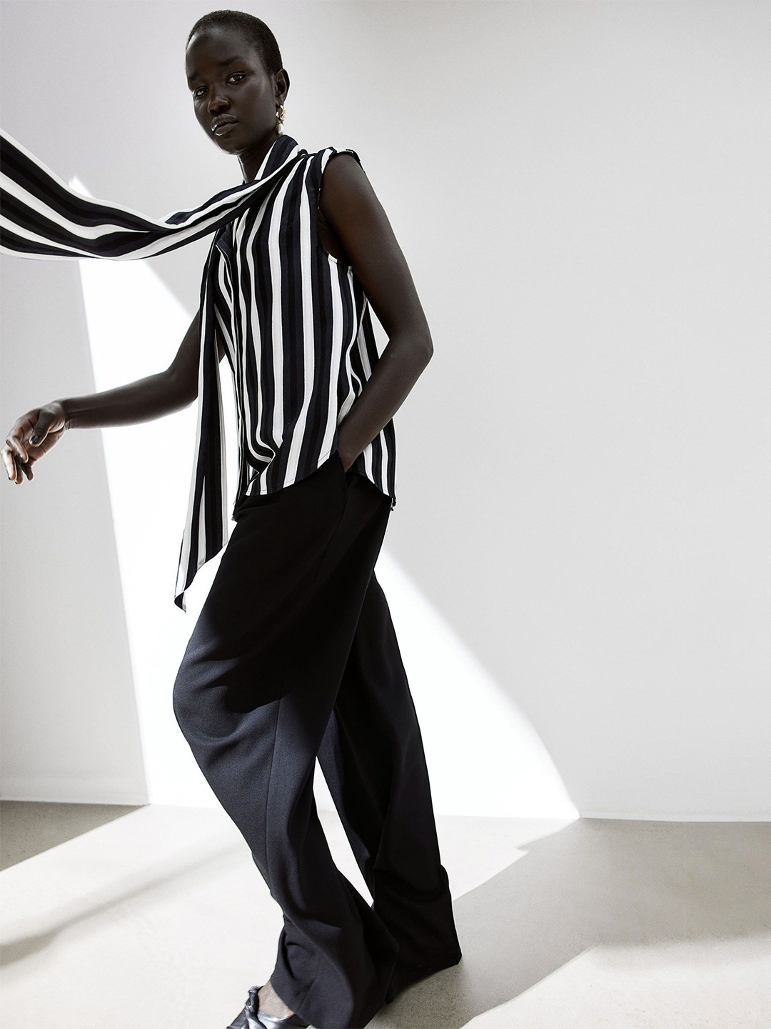 

H&M Tie-Neck Blouse, Black