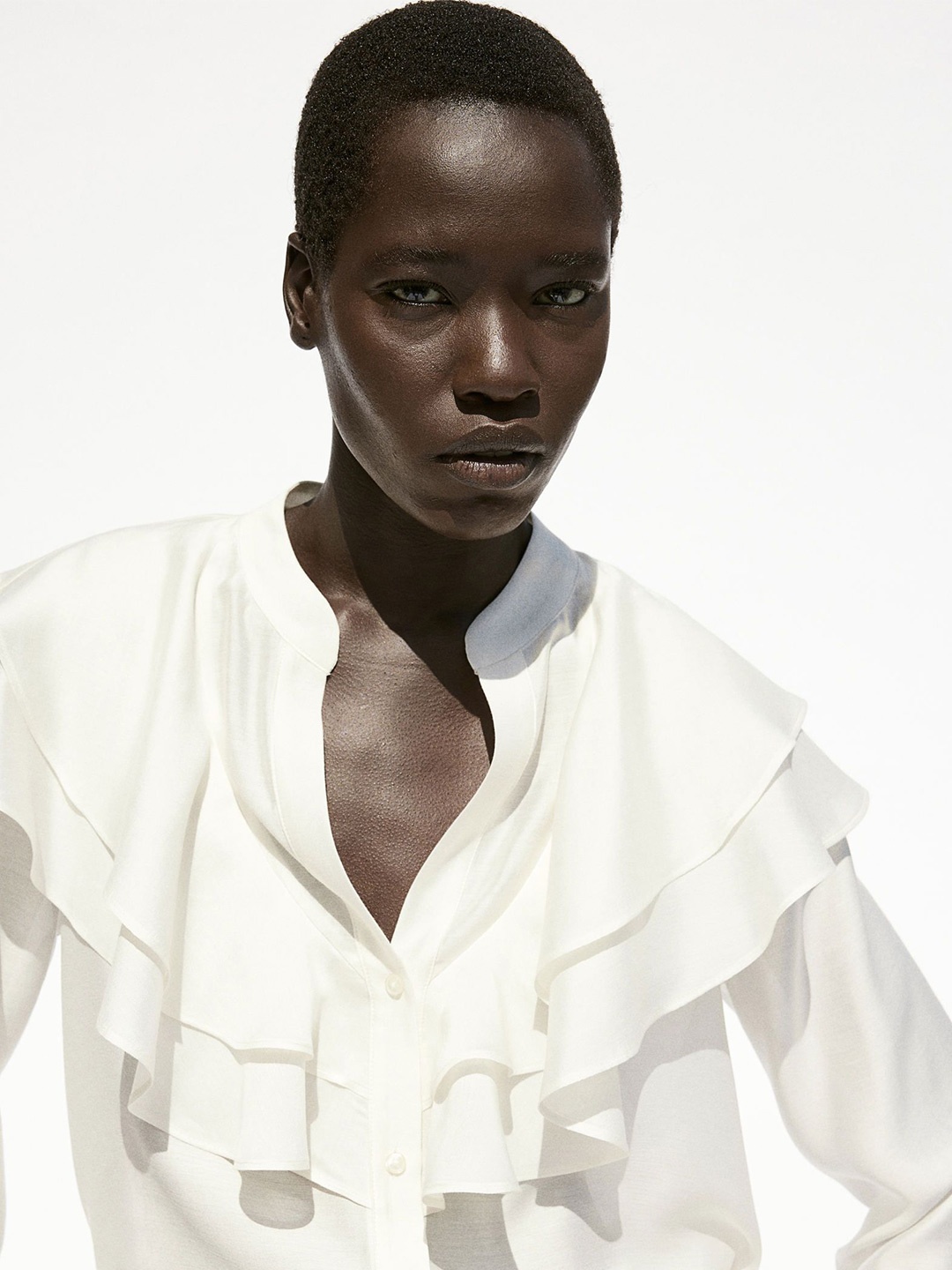 

H&M Flounce-Trimmed Blouse, White