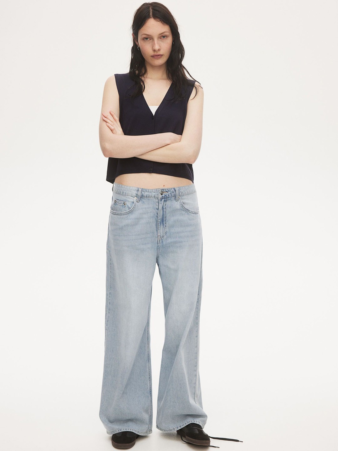 

H&M Baggy Wide Low Jeans, Blue