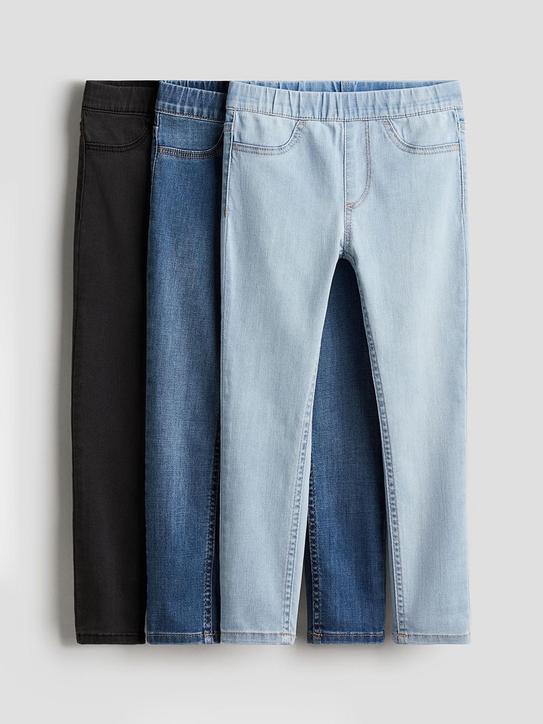 

H&M Girls Pack Of 3 Denim Jeggings, Blue