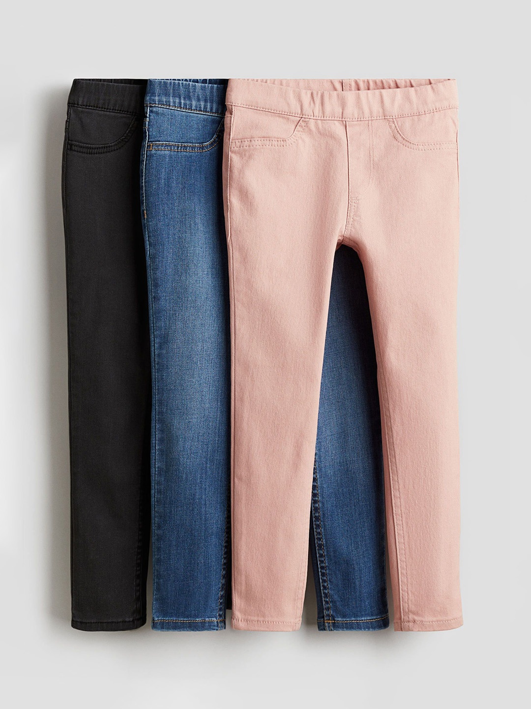 

H&M Girls Pack Of 3 Denim Jeggings, Blue