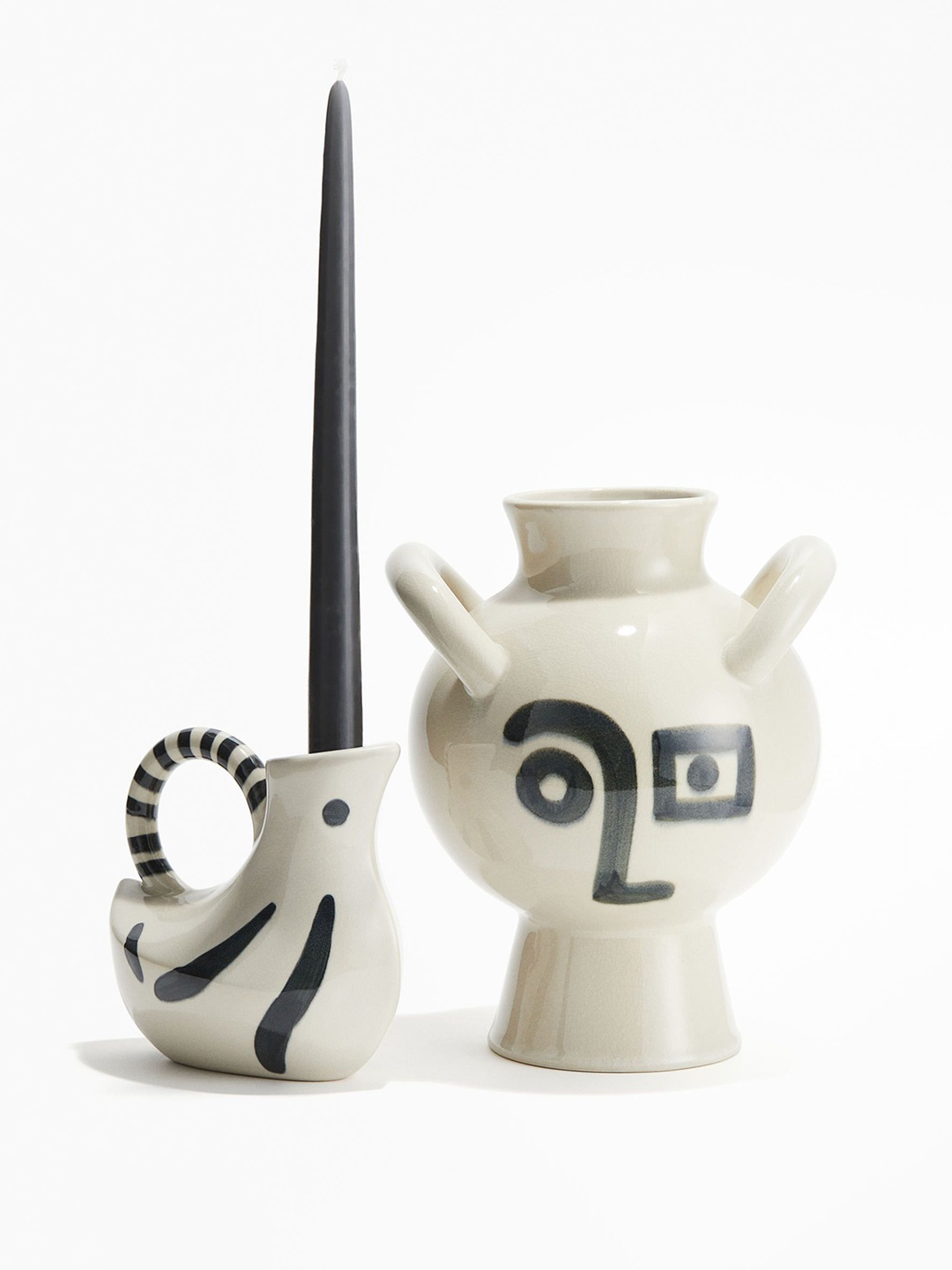 

H&M White & Black Large Stoneware Vase