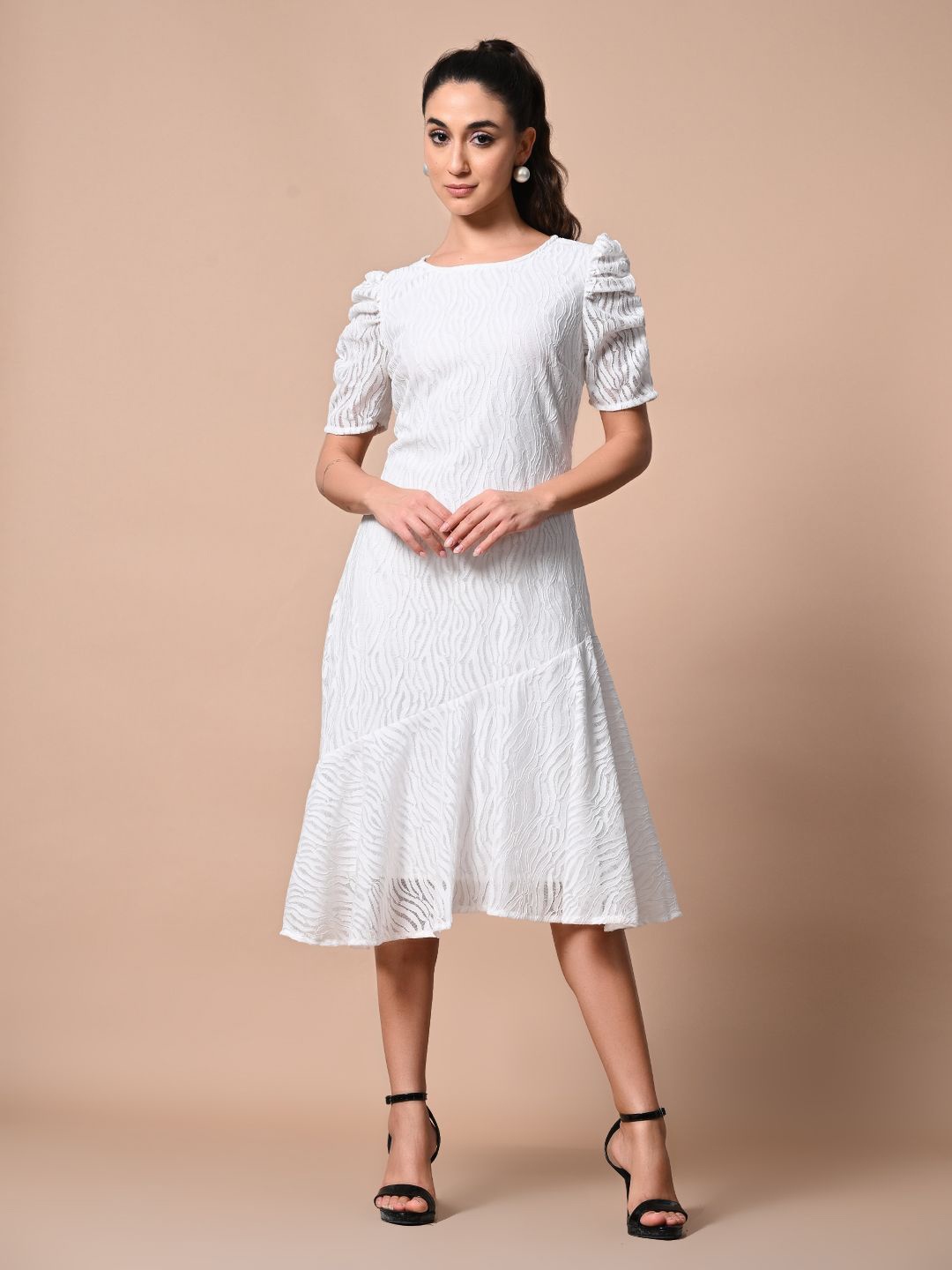 

TBOJ Women A-Line Midi Dress, White