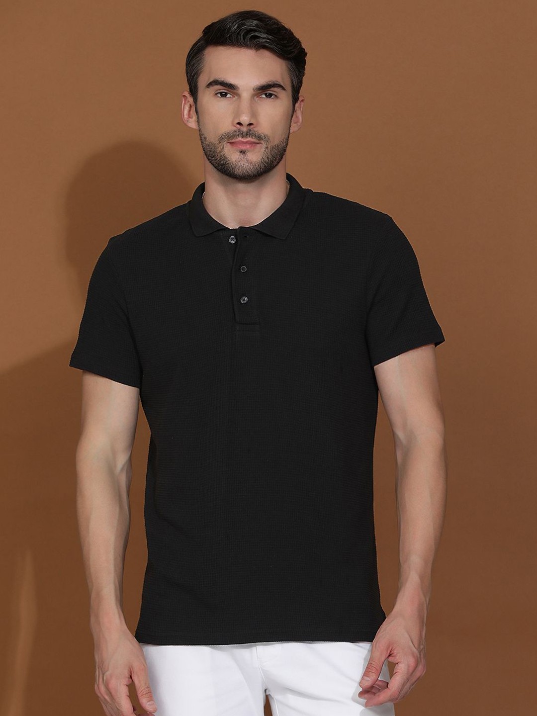 

HOMEGROWN Men Henley Neck Pockets T-shirt, Black