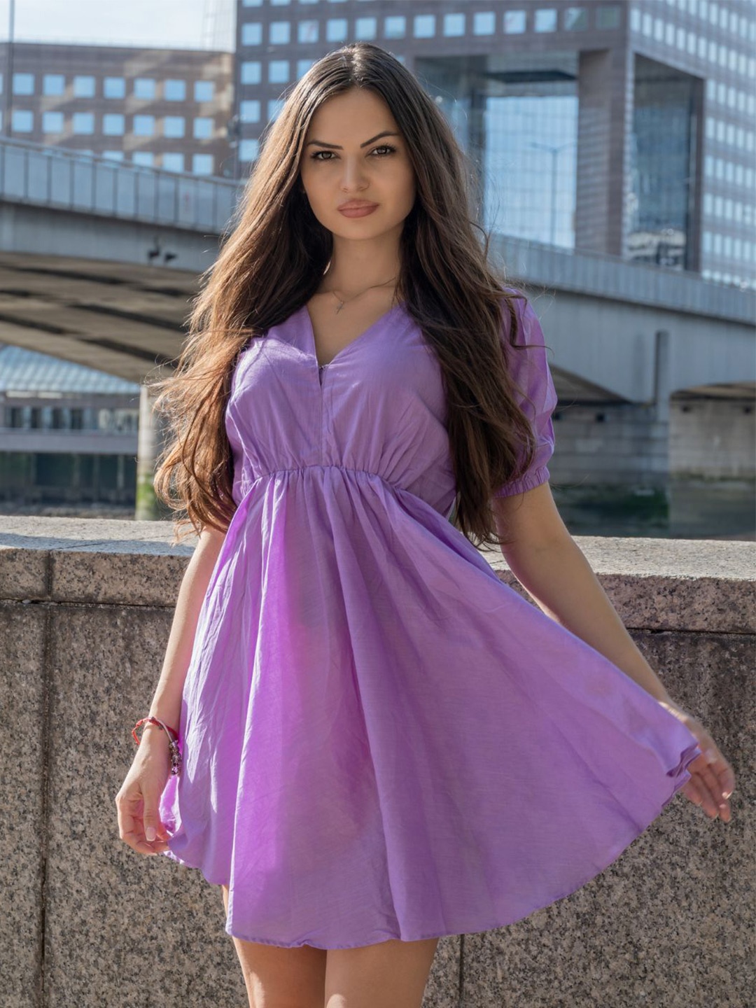 

HOUSE OF JAMOTI Women Empire Dress, Purple