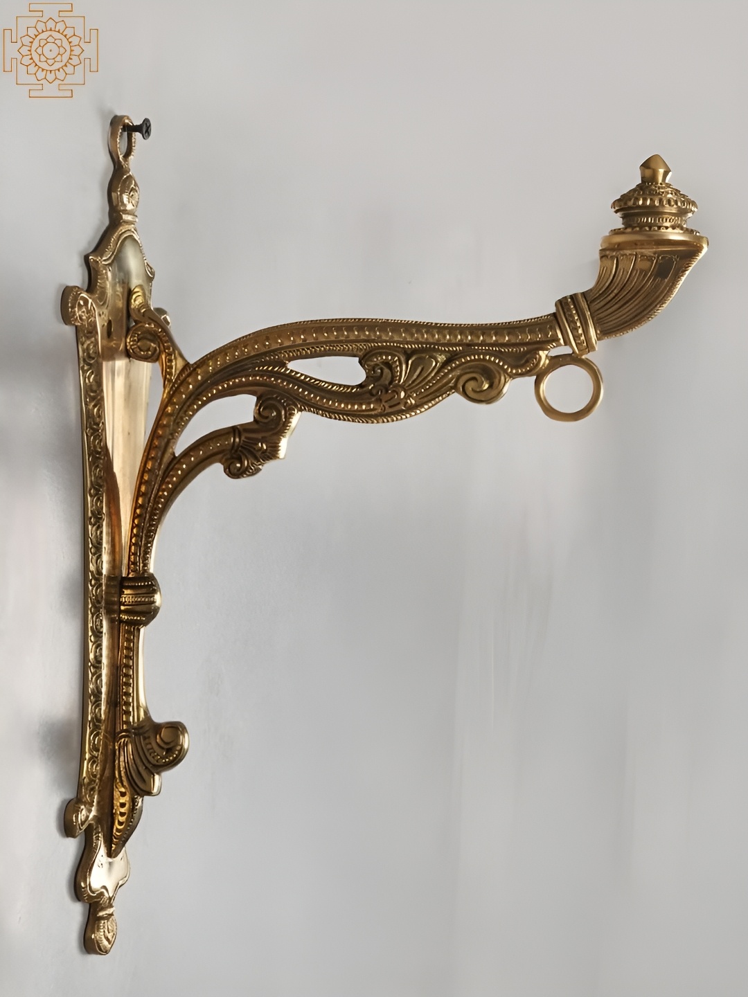 Exotic India Brass Decorative Bracket Wall Hanging, Gold