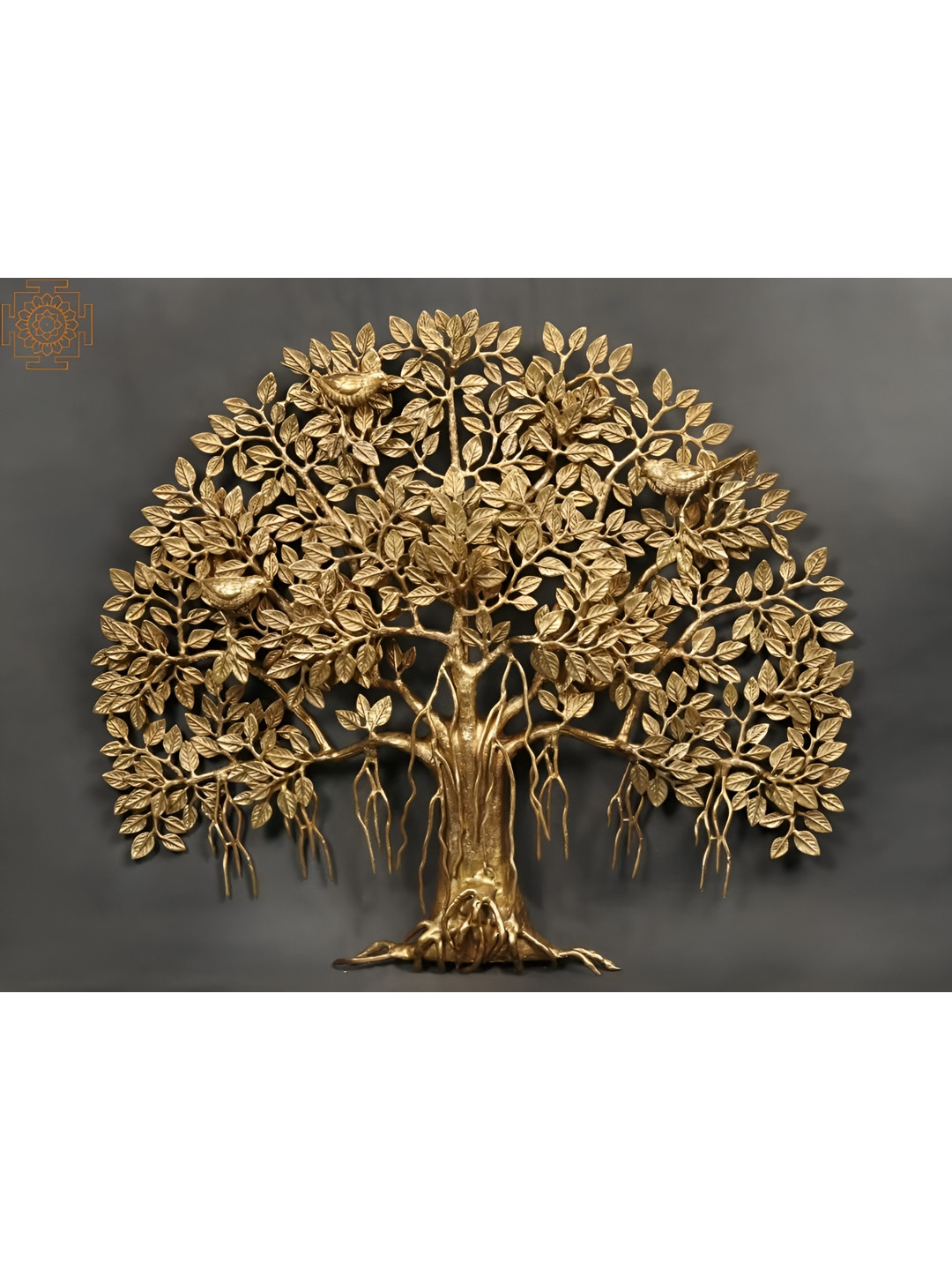 

Exotic India 28" Brass Bodhi Tree Wall Hanging (Wall Decor), Gold