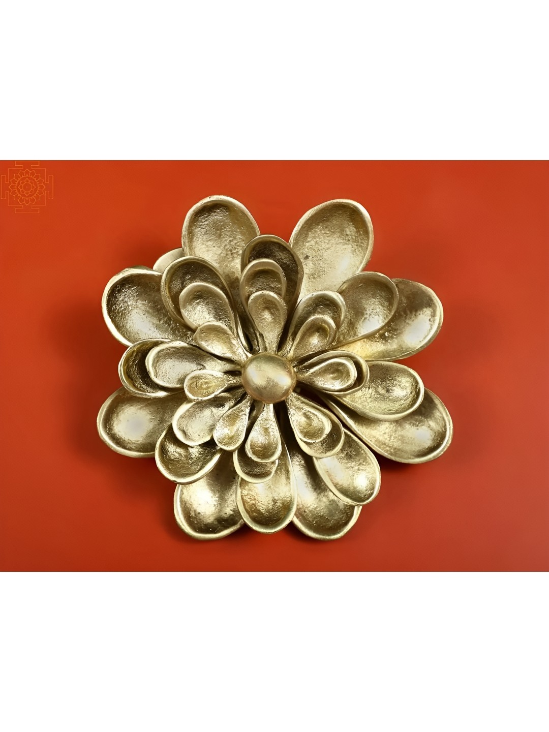 

Exotic India Flower Brass Wall Hanging (Wall Decor), Gold