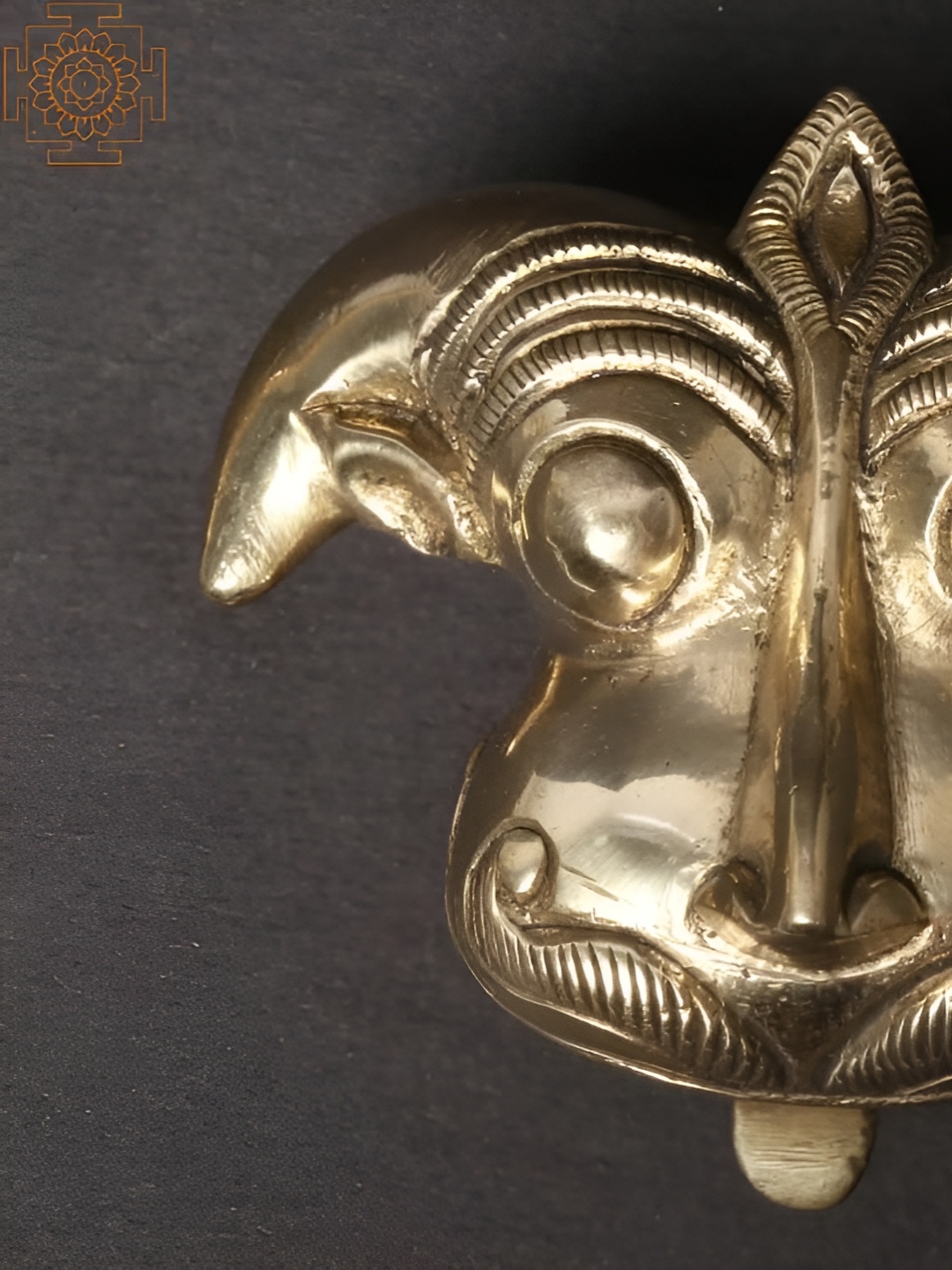 

Exotic India 3'' Small Kirtimukha Brass Wall Hanging, Gold