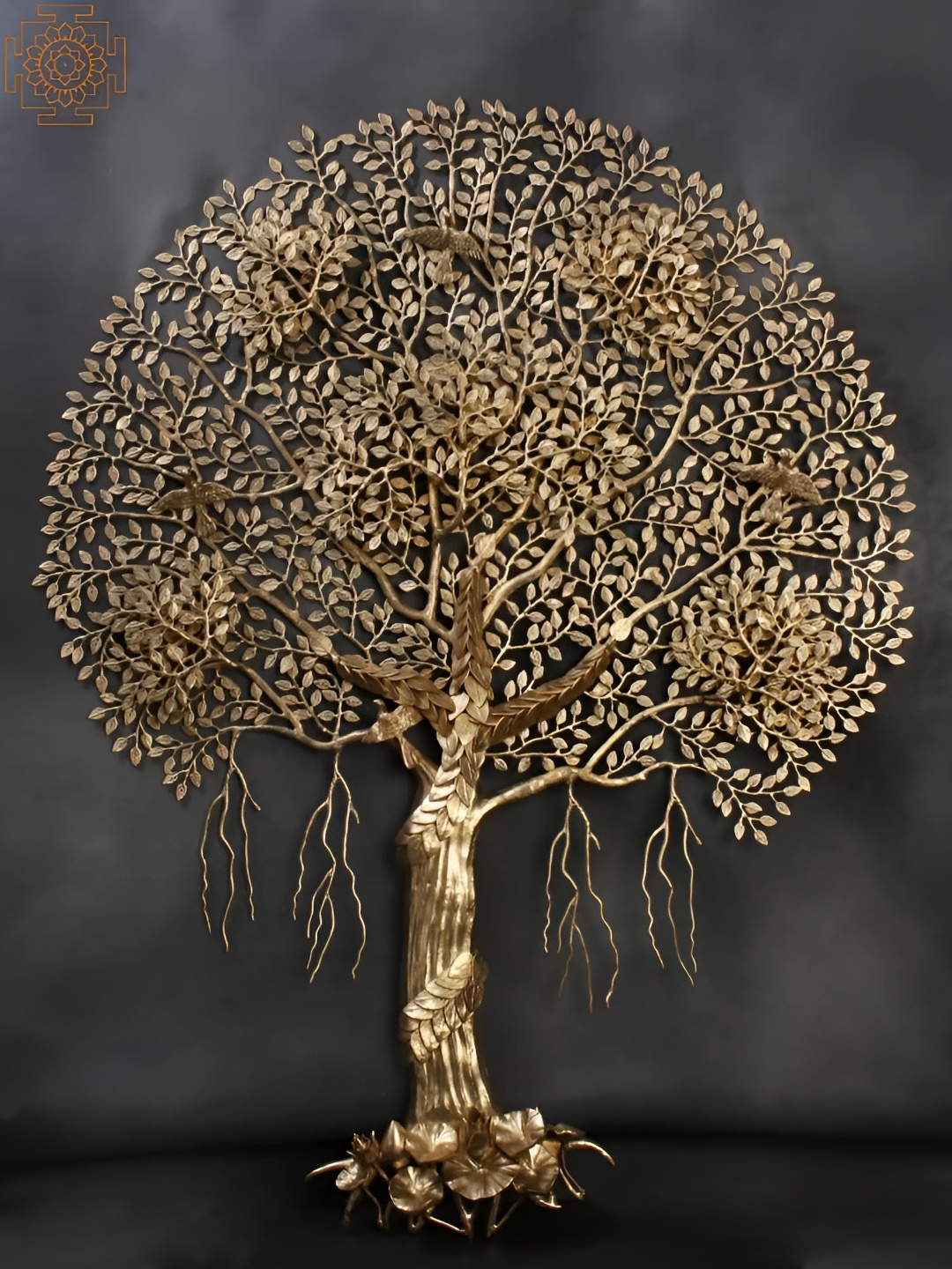 Exotic India Brass Tree of Life Wall Hanging, Gold