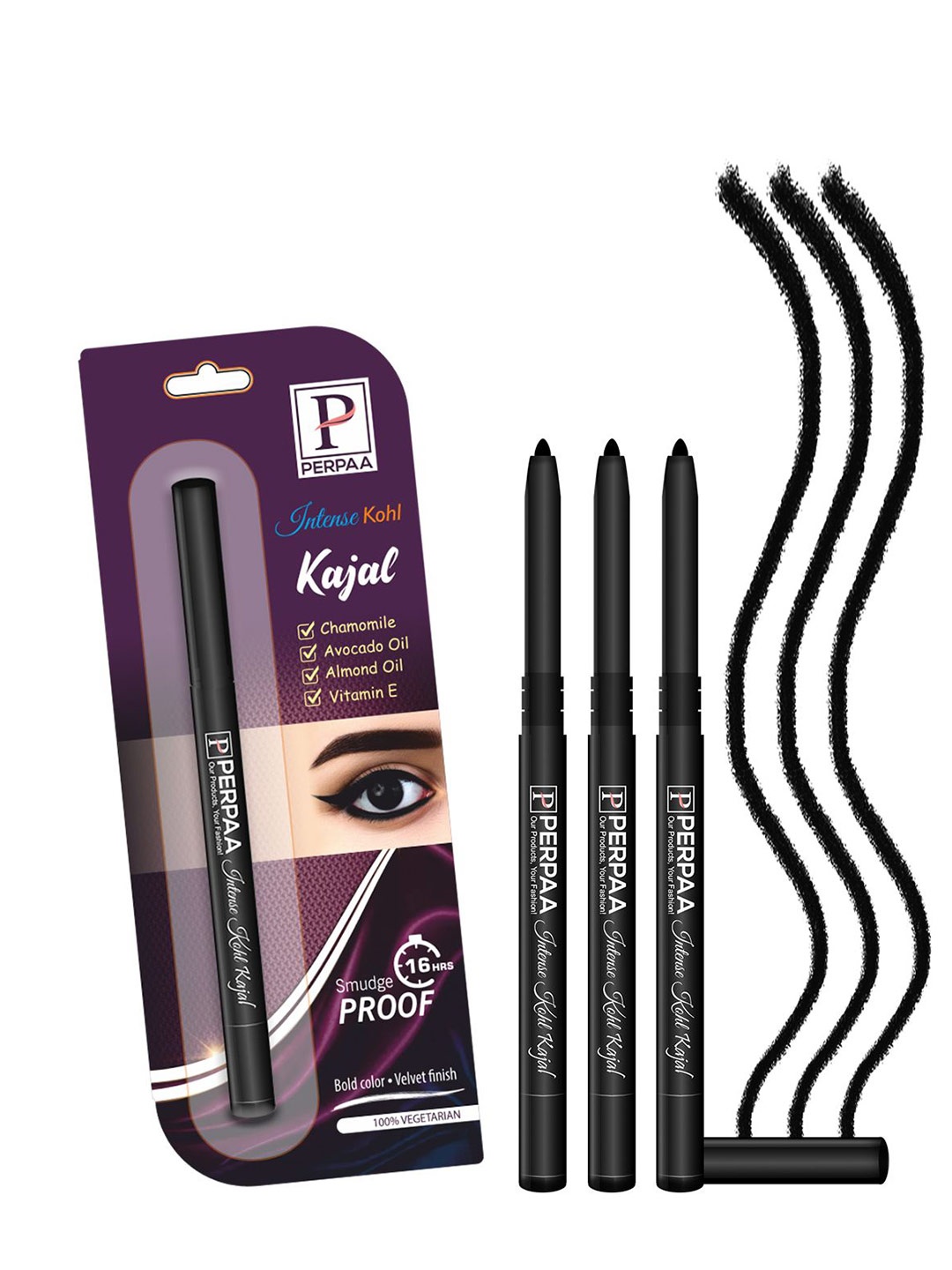 

PERPAA Intense Set Of 3 Kohl Kajal Pencil - 0.35g Each - Black