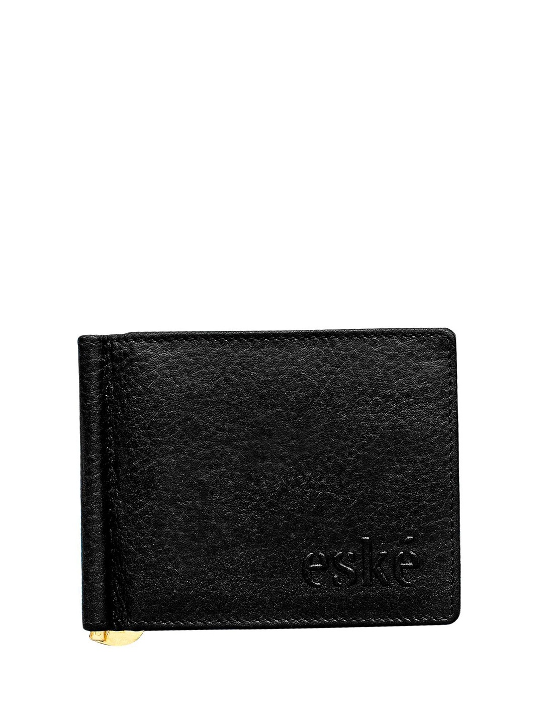

Eske Men Textured Leather Two Fold Wallet, Black
