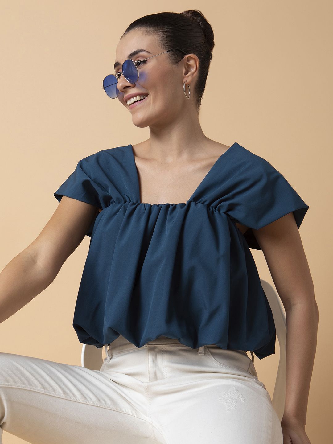 

SHOWOFF Solid Crepe Top, Teal