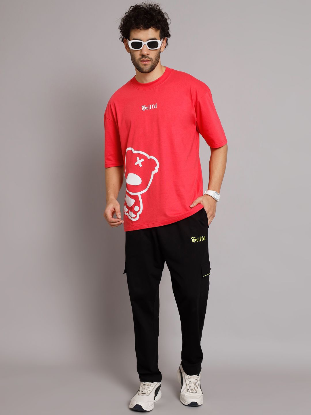 GRIFFEL Printed Cotton T-Shirt & Trousers, Pink