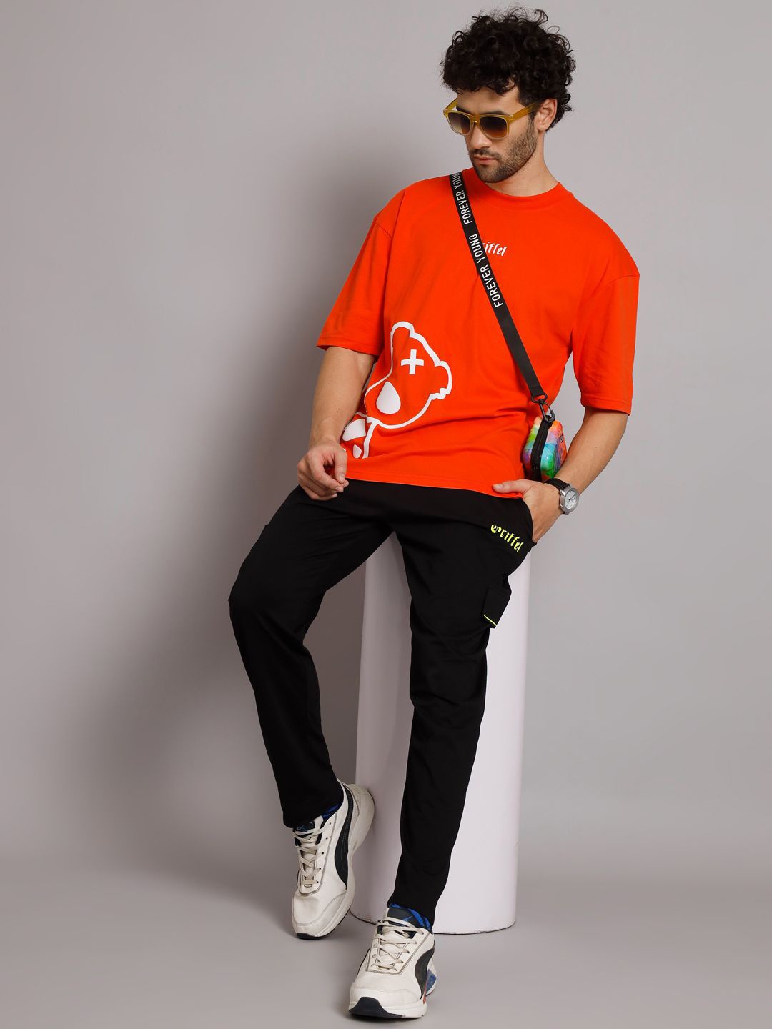 

GRIFFEL Printed Cotton T-Shirt & Trousers, Orange