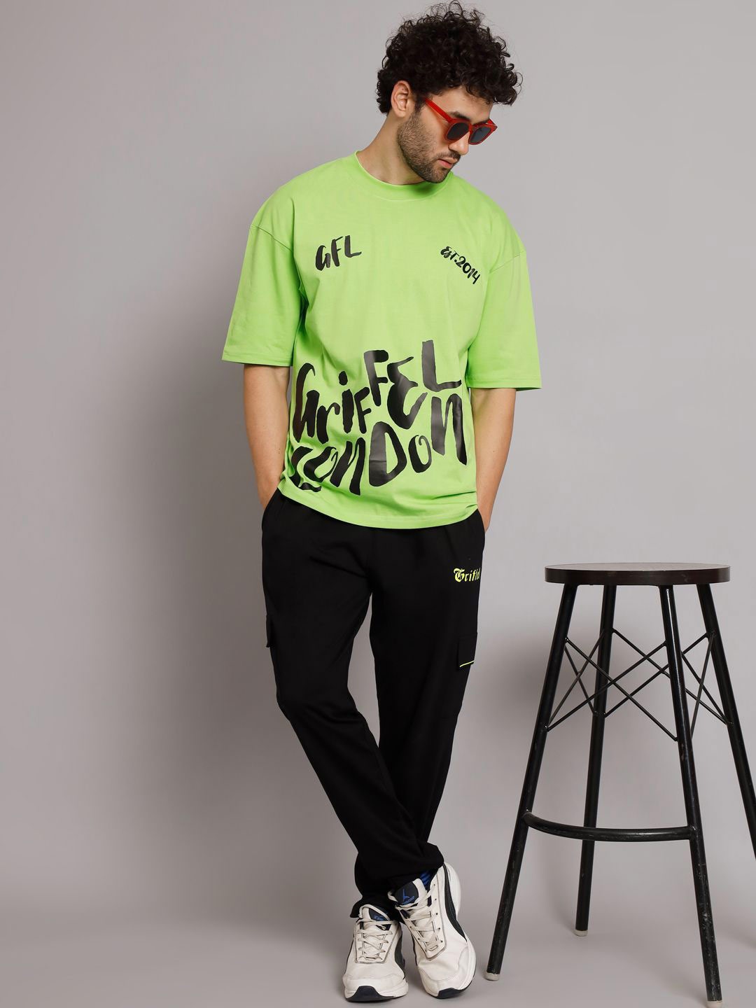 

GRIFFEL Printed Cotton T-Shirt & Trousers, Green
