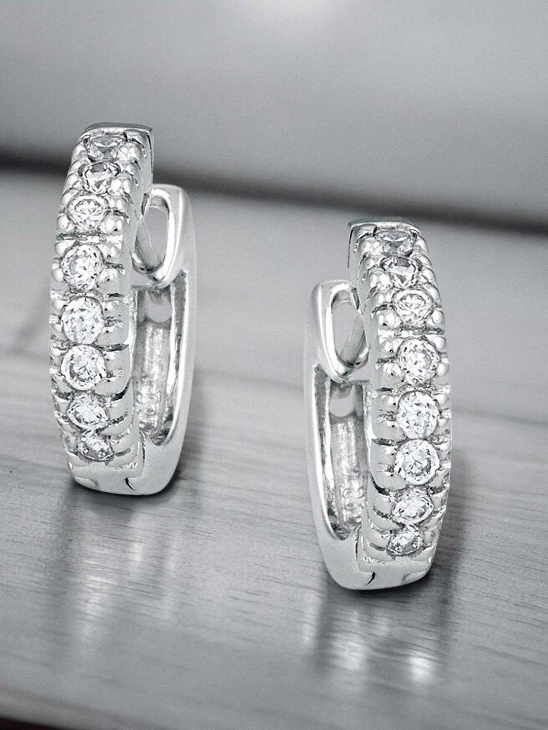 

OOMPH Crystals Contemporary Hoop Earrings, Silver