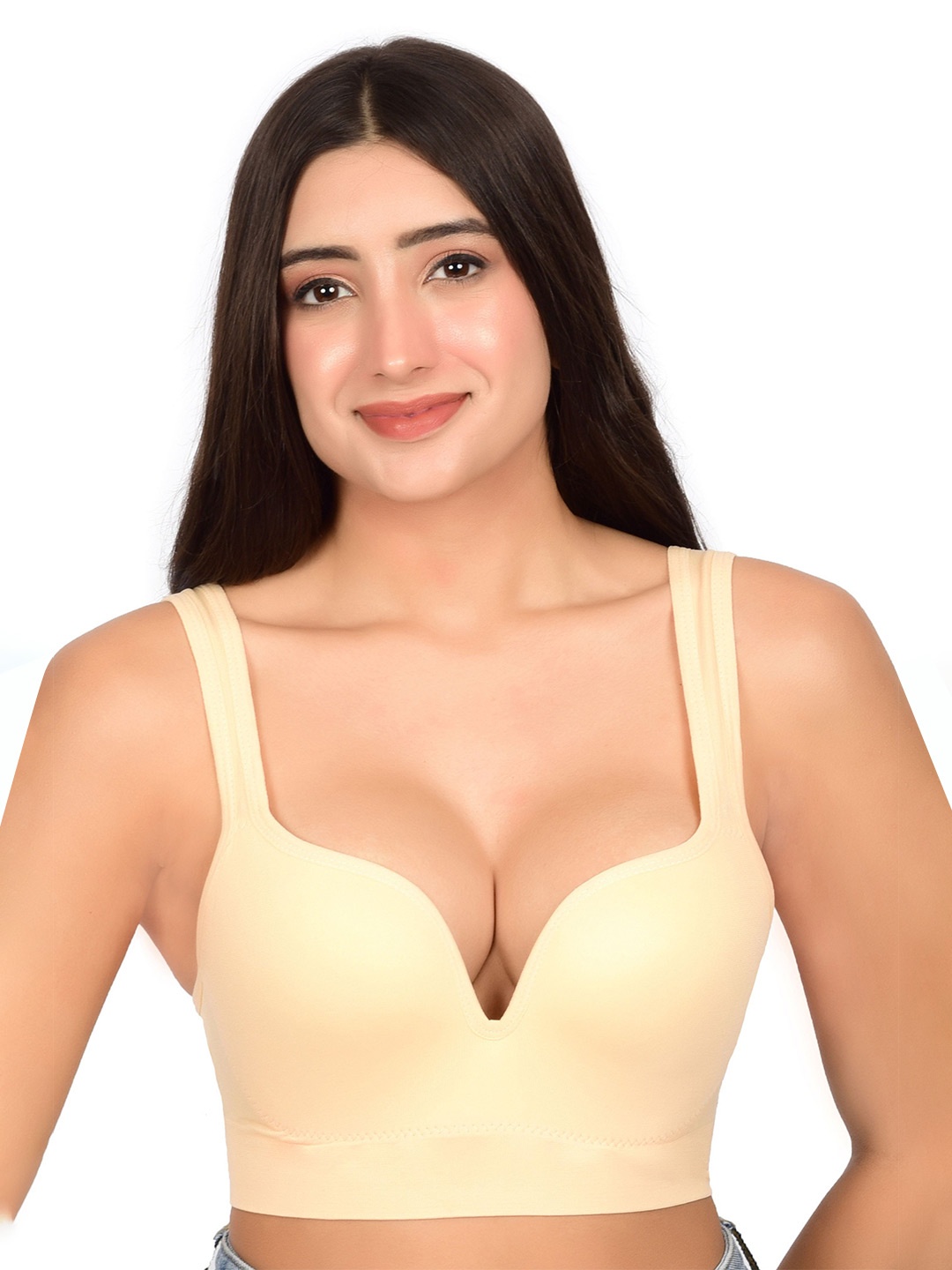 

bare dezire Medium Coverage Seamless Lightly Padded Spotrs Bra, Beige