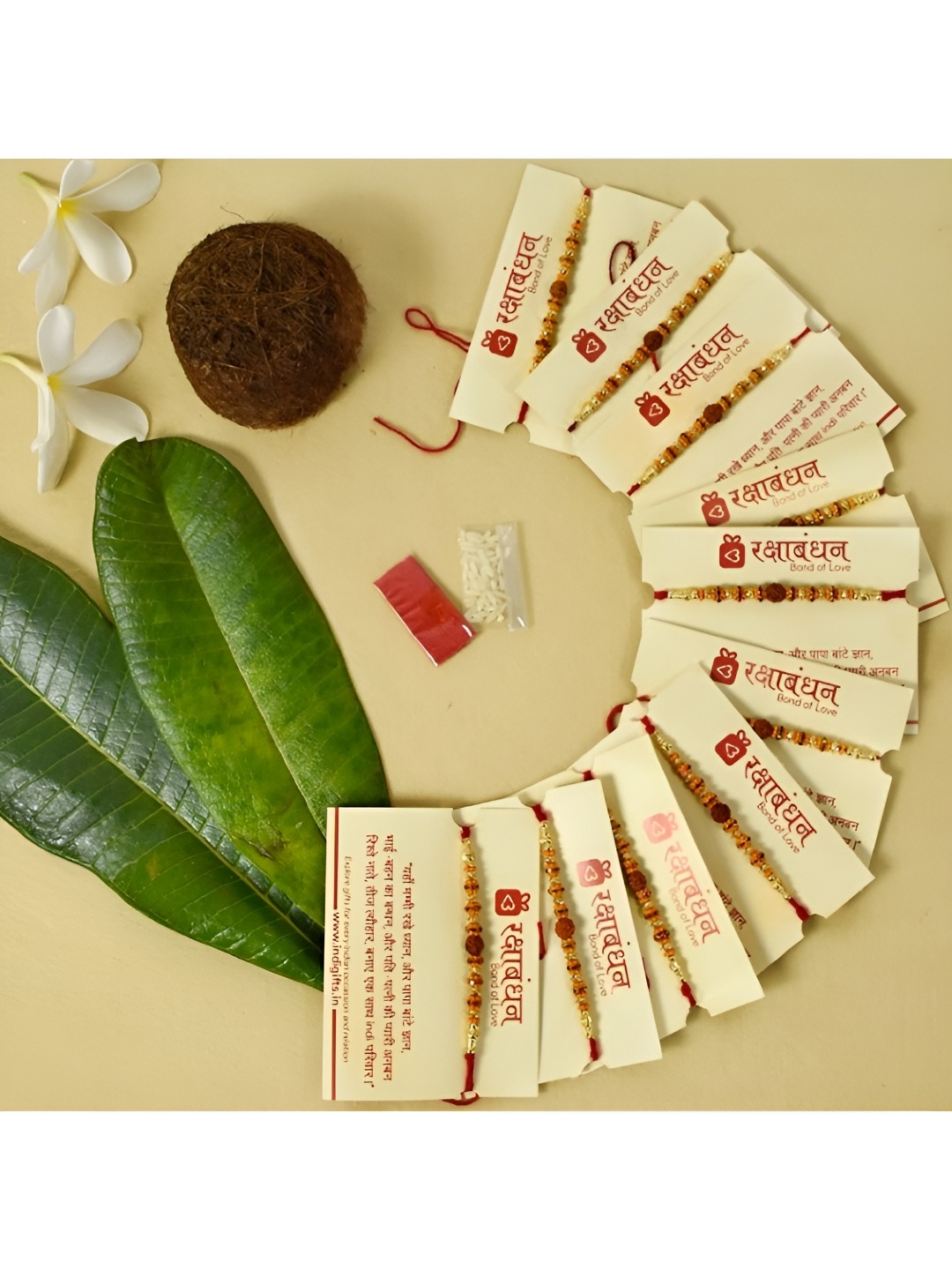 

Indigifts Set Of 10 Rudraksh Rakhis, Red