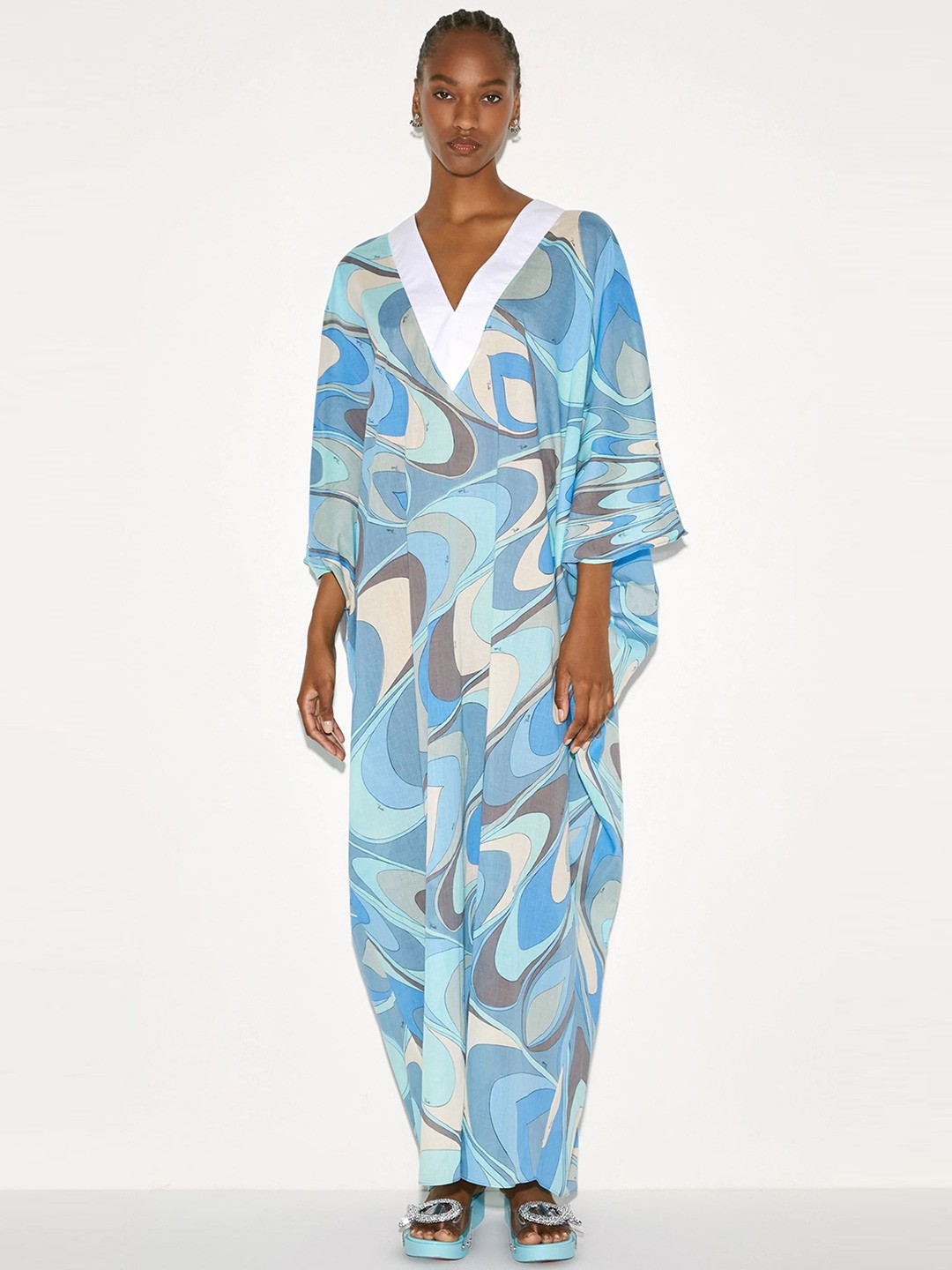 

Navvi Printed Kaftan Maxi Dress, Blue