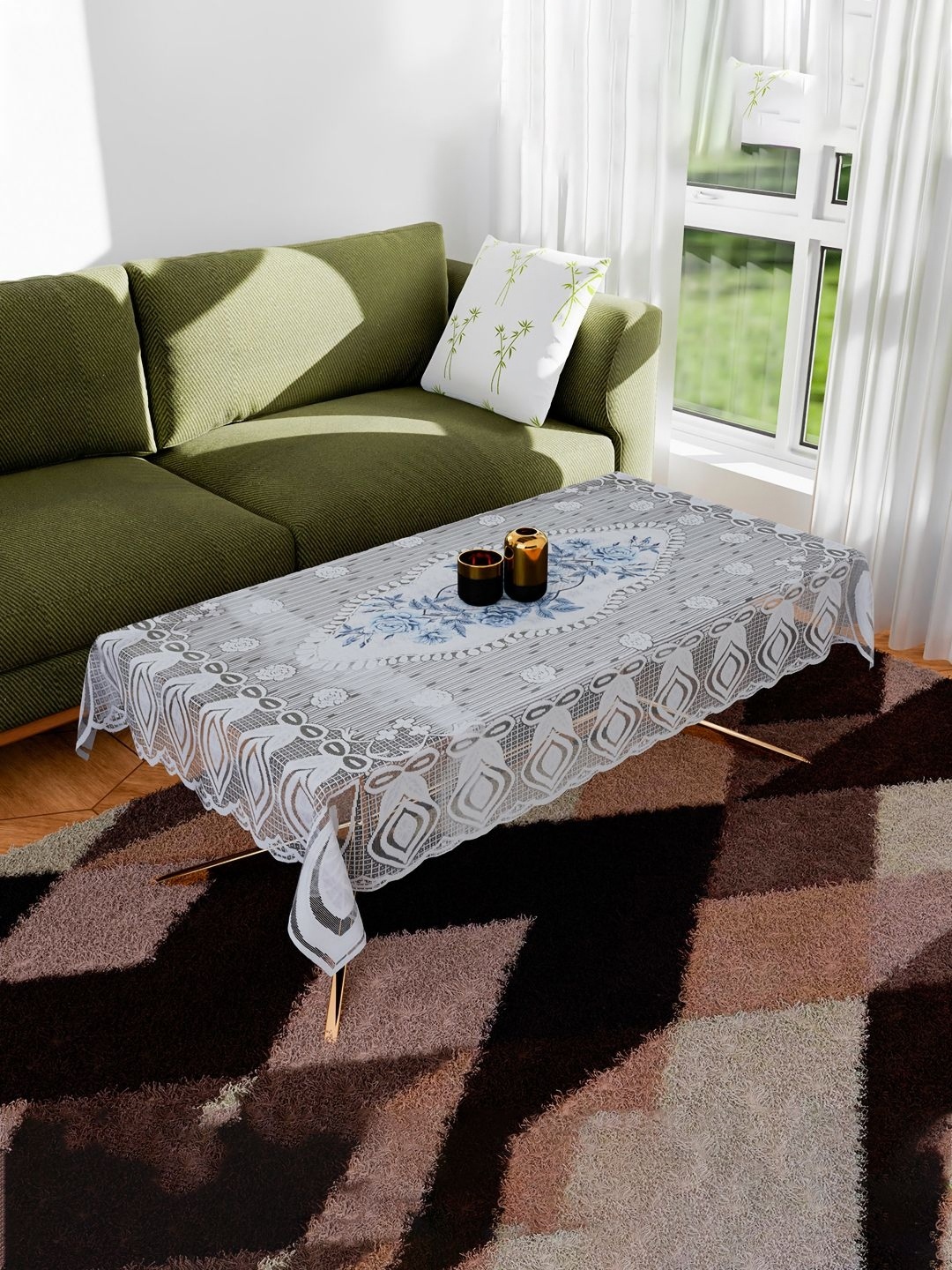 

Kuber Industries White Anti-Skid Cotton 4-Seater Table Cover
