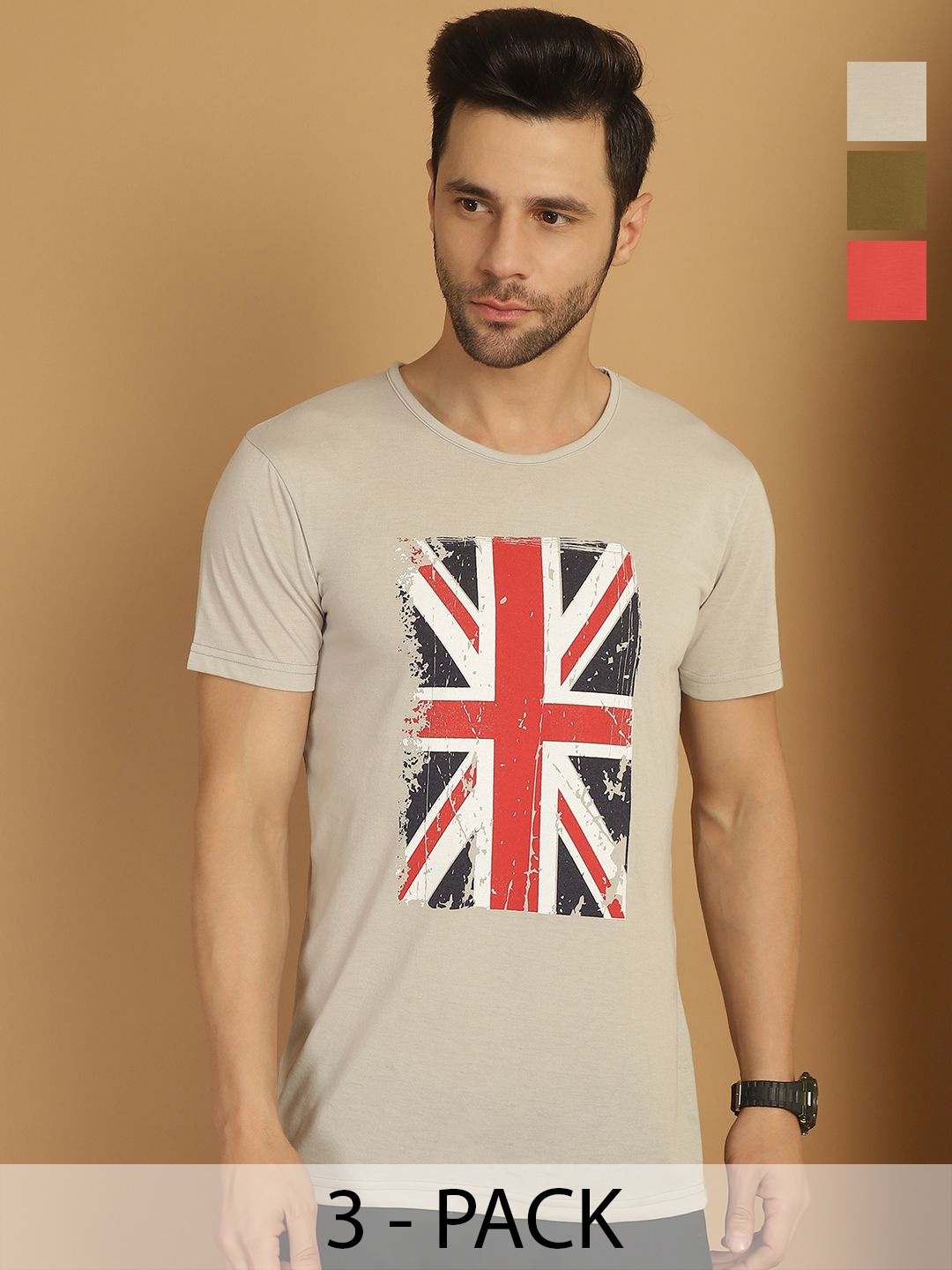 VIMAL JONNEY Men Typography 3 Printed Pockets T-shirt, Multi