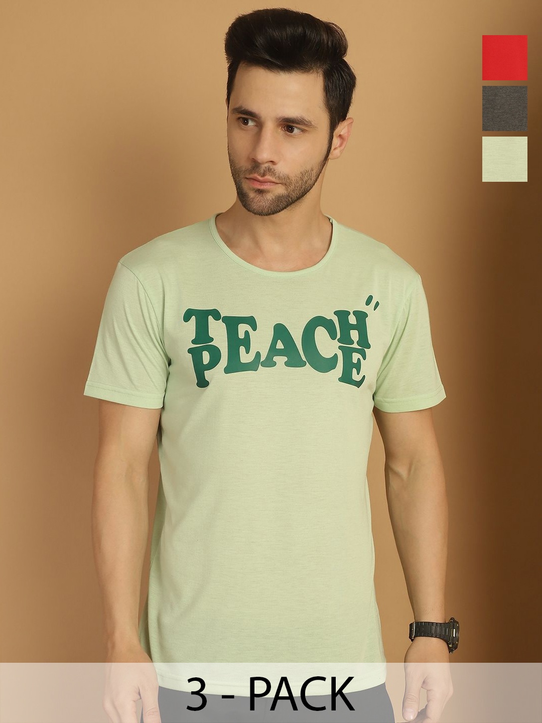 

VIMAL JONNEY Men Typography 3 Printed Applique T-shirt, Multi