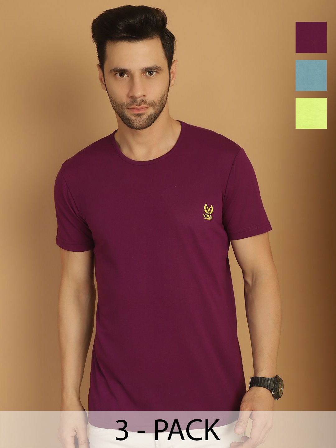 

VIMAL JONNEY Men 3 Applique T-shirt, Multi