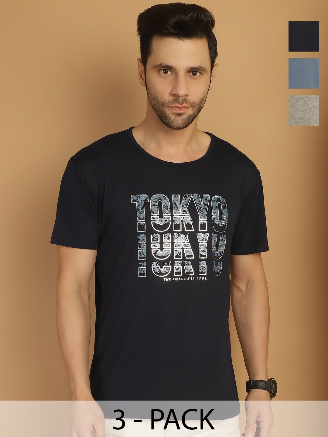 

VIMAL JONNEY Men Typography 3 Printed Raw Edge T-shirt, Multi