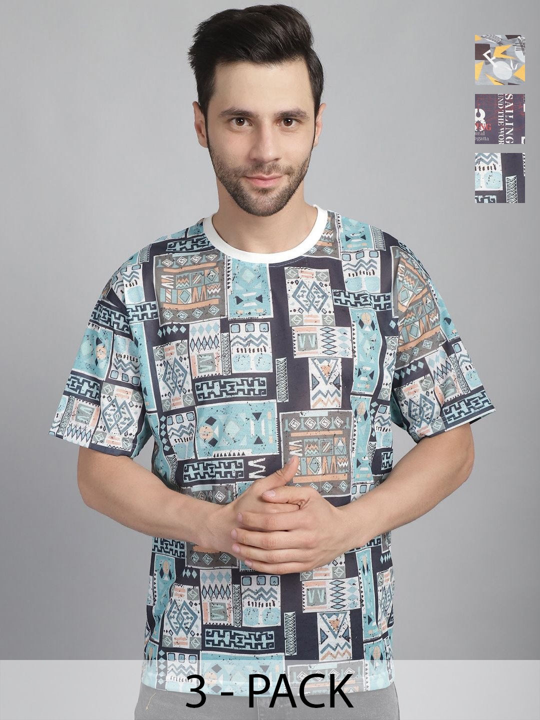 

VIMAL JONNEY Men 3 Printed Pockets T-shirt, Multi