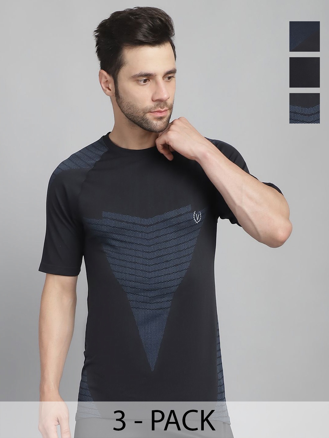 

VIMAL JONNEY Men 3 Striped Pockets T-shirt, Multi