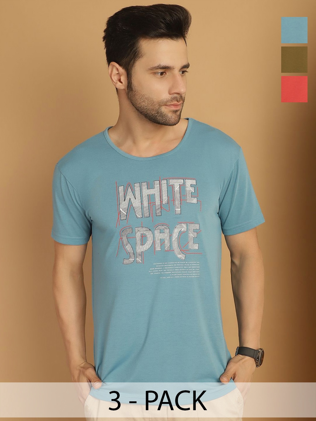 

VIMAL JONNEY Men Typography 3 Printed Raw Edge T-shirt, Multi